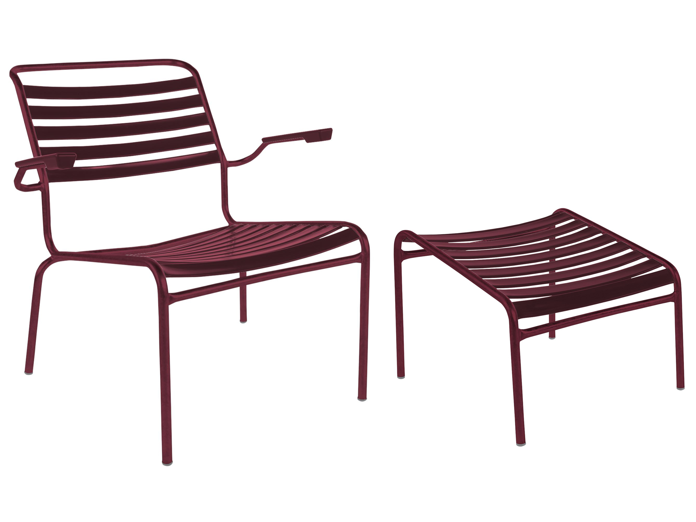 Lättli Lounger Hocker Säntis mit Armlehnen Schaffner Farbe Bordeaux