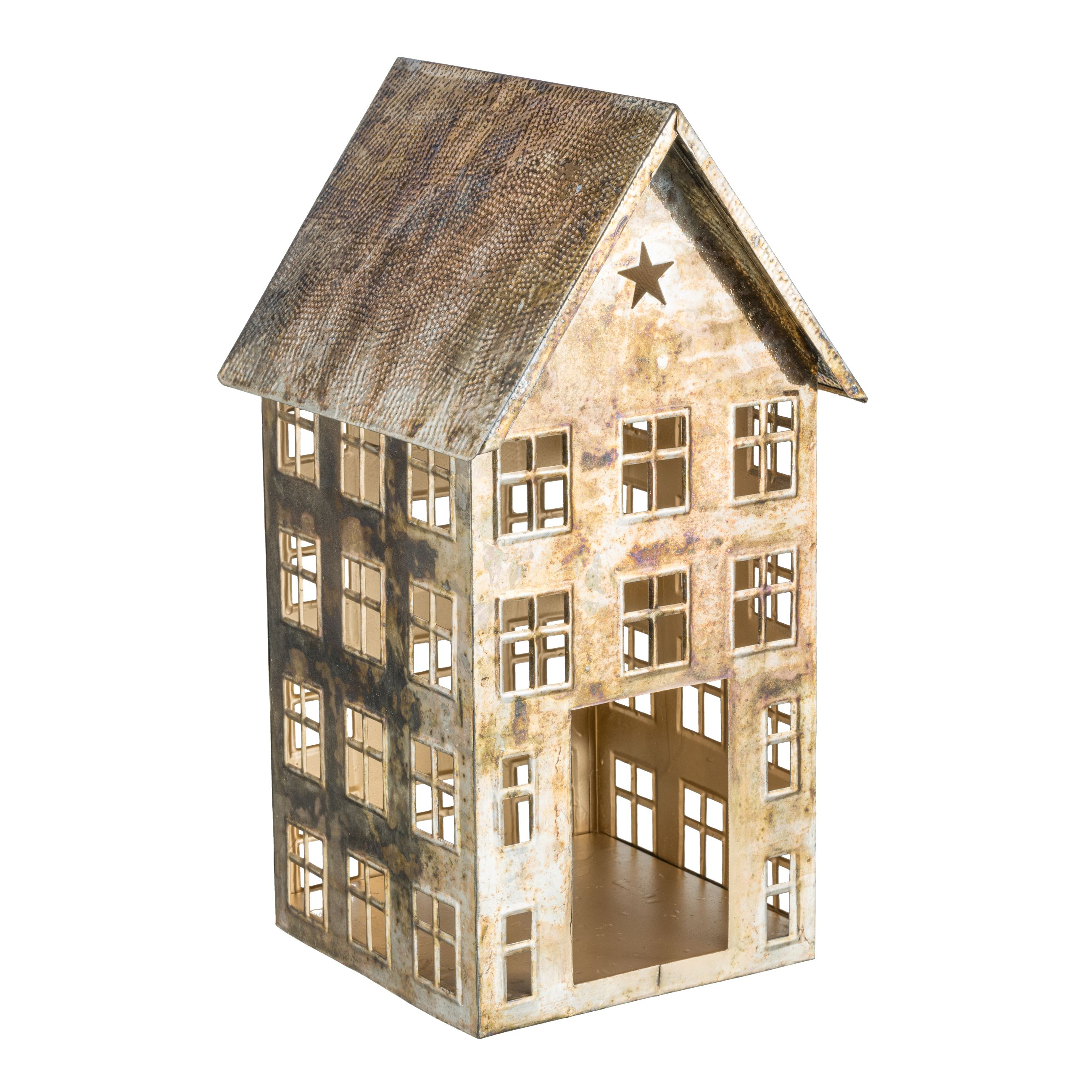 Windlicht Haus, Gold H: 40 cm Gasper