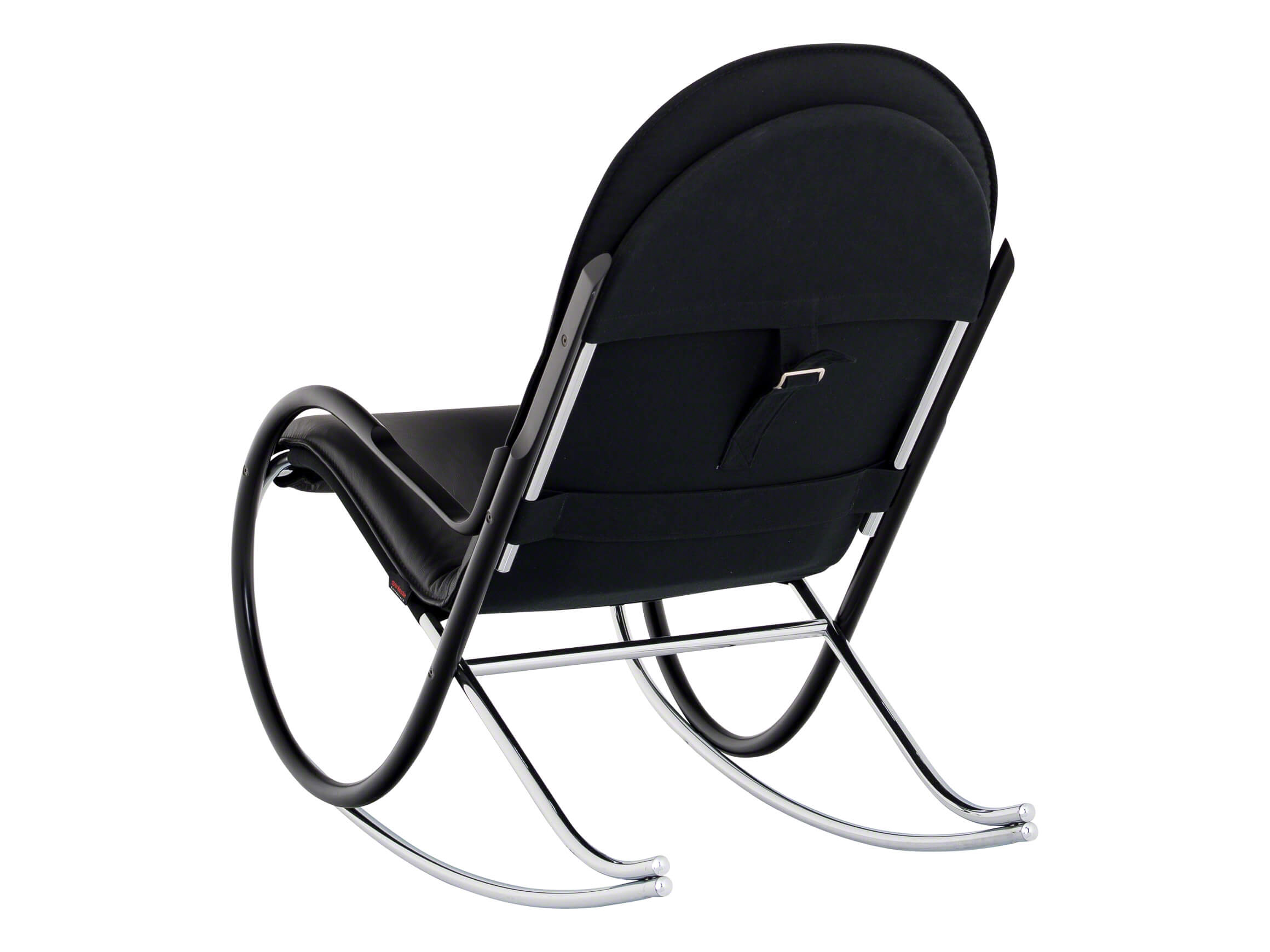 Schaukelstuhl Nonna, Leder, Schwarz