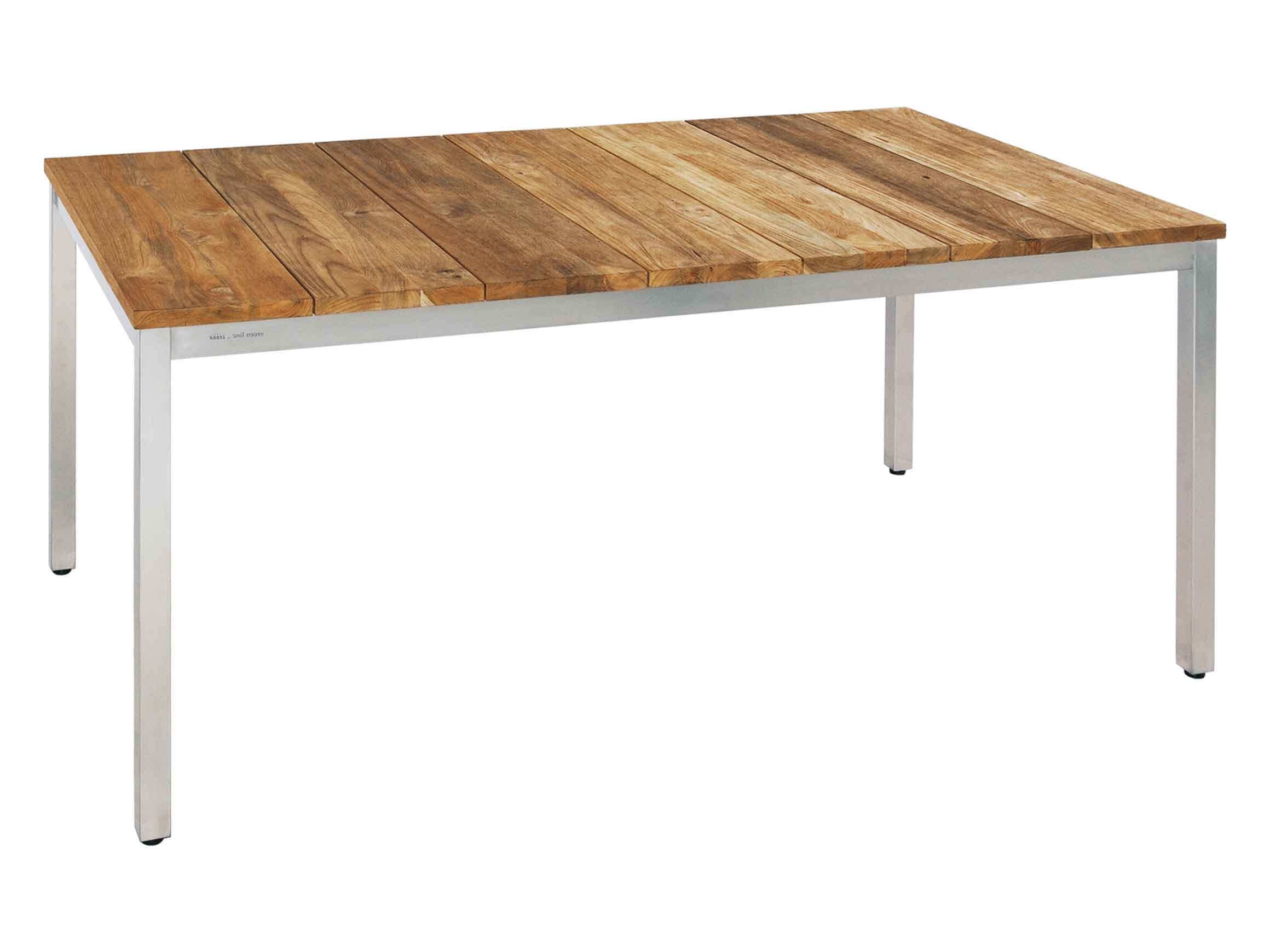 Naxos garden table, teak, stainless steel square, w 160 cm d 90 cm h 75 cm