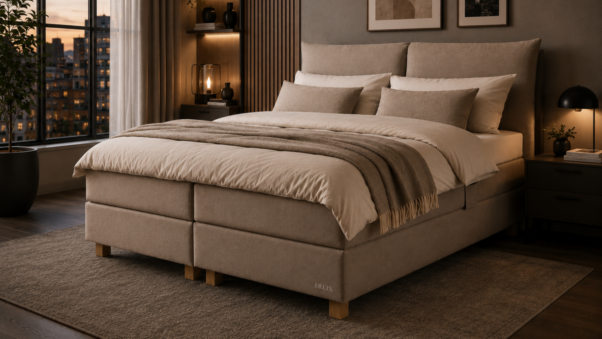 Boxspringbett Tonsberg Delux Scandinavia / Farbe: Funghi / Bezugsmaterial: Stoff