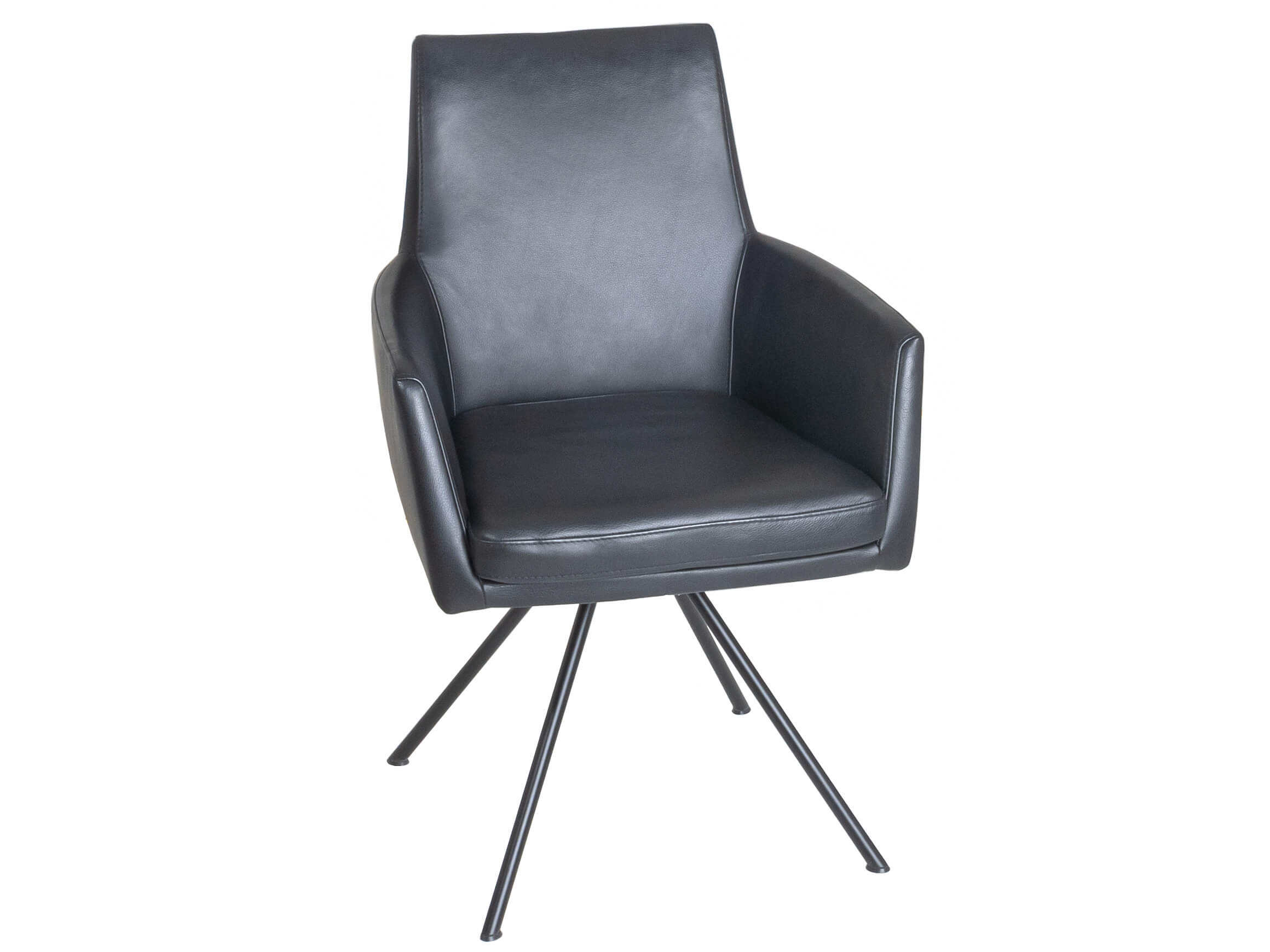 Toronto chair, black leather, black stainless steel frame,