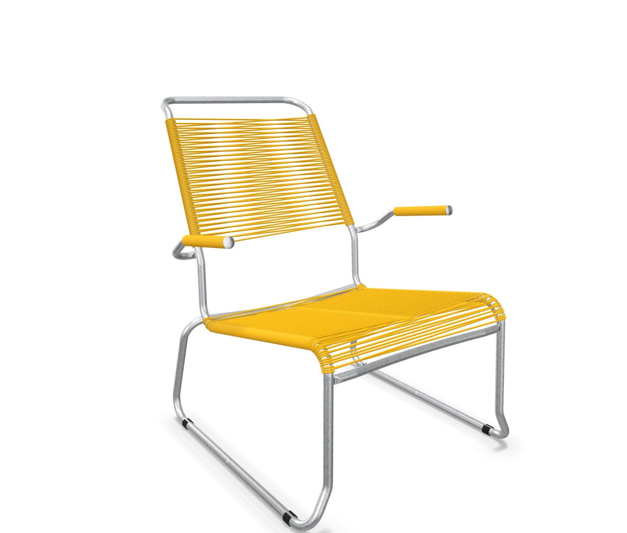 Schaffner Kufen-Spaghetti-Lounger Säntis mit Lehne / Hochlehner Feuerverzinkt Gelb | Schubiger Möbel