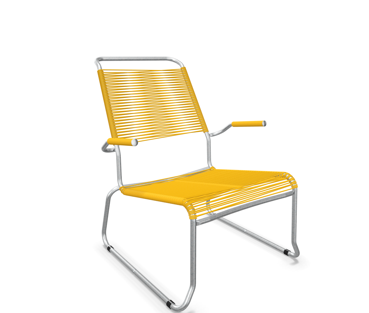Kufen-Spaghetti-Lounger Säntis mit Lehne / Hochlehner Feuerverzinkt von Schaffner / Farbe: Gelb / Grösse: 68 x 85 cm