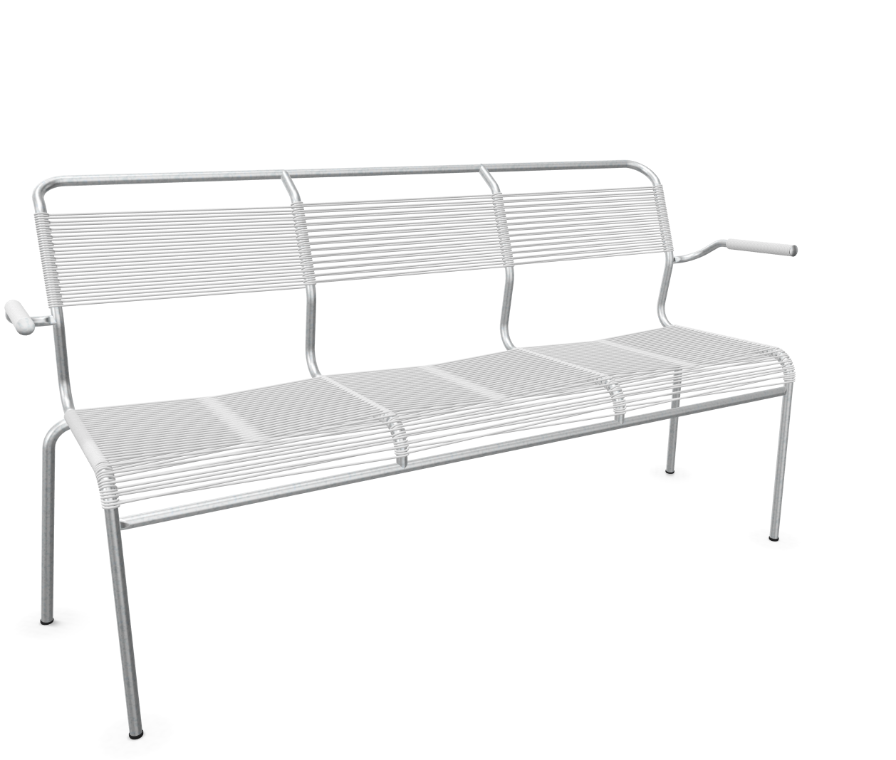 Schaffner Spaghetti-3er-Bank Säntis mit Lehne Feuerverzinkt Weiss | Schubiger Möbel