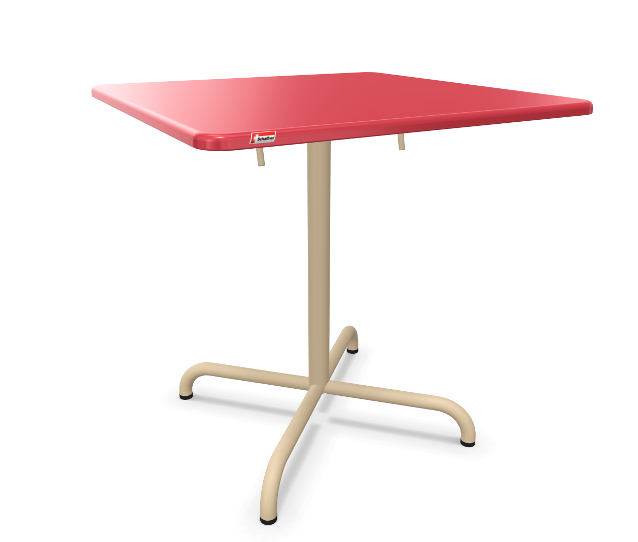 Table Davos Carré de Schaffner / Couleur : rouge érable / Dimensions : 70 x 70 cm
