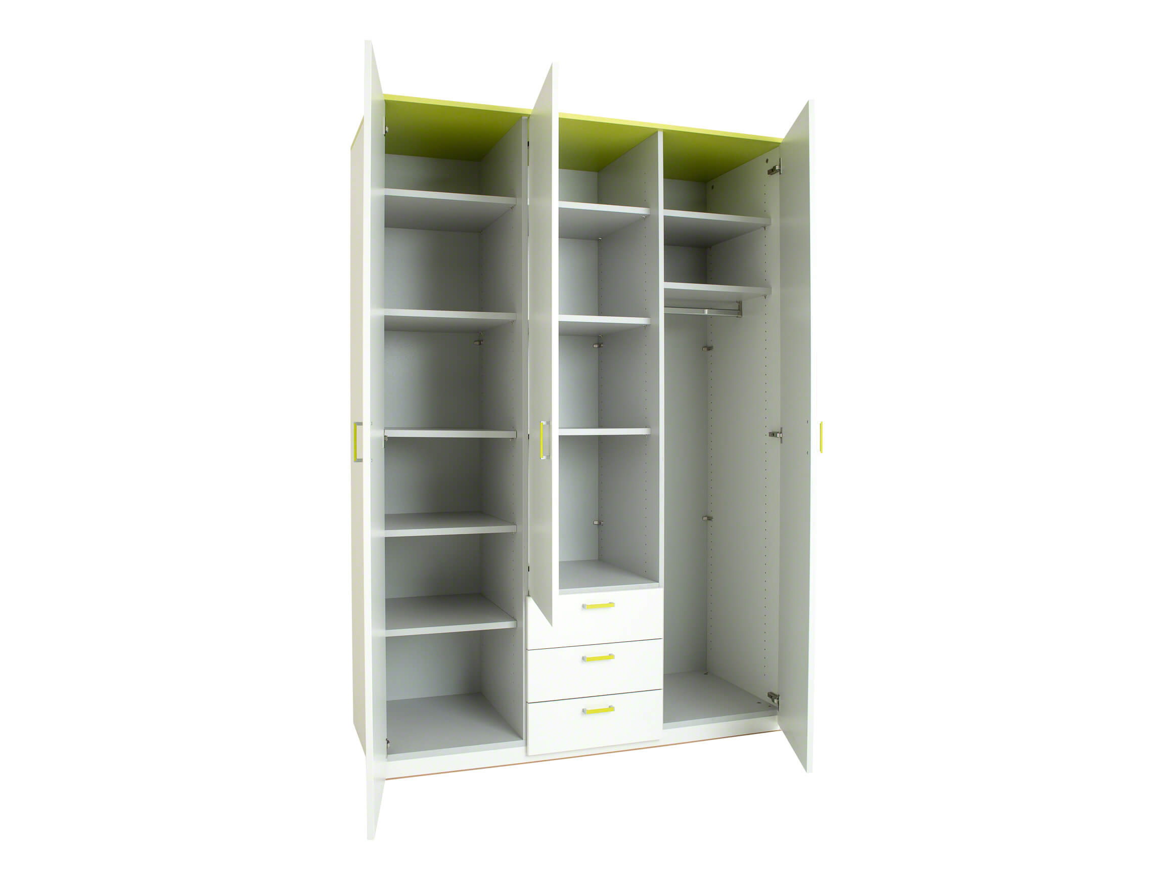 Schrank Color Fun, Weiss-Limette, 3-türig, b 148,3 cm t