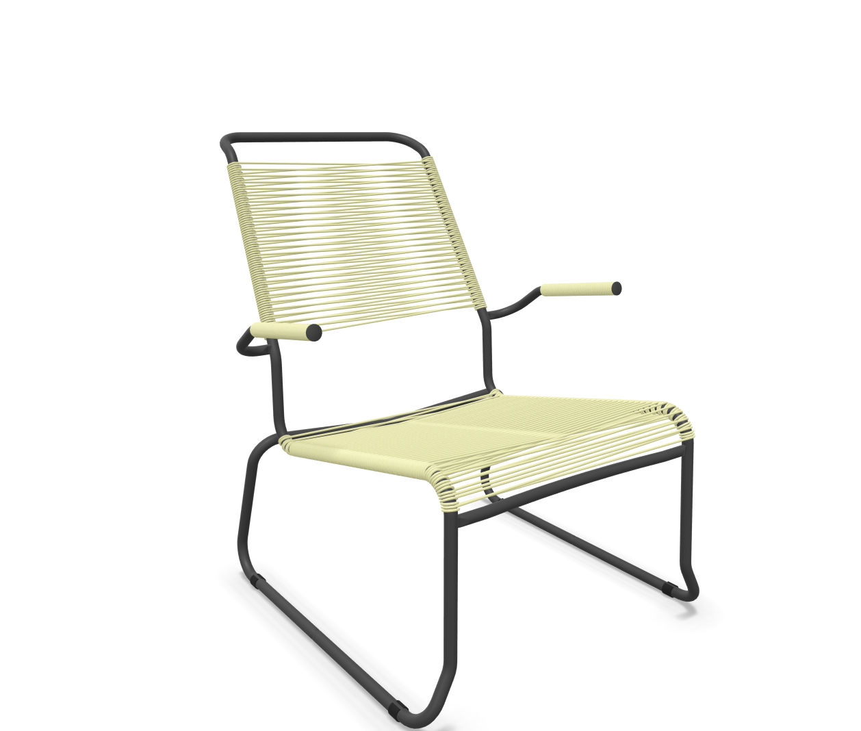 Schaffner Kufen-Spaghetti-Lounger Säntis mit Lehne / Hochlehner Gelb | Schubiger Möbel