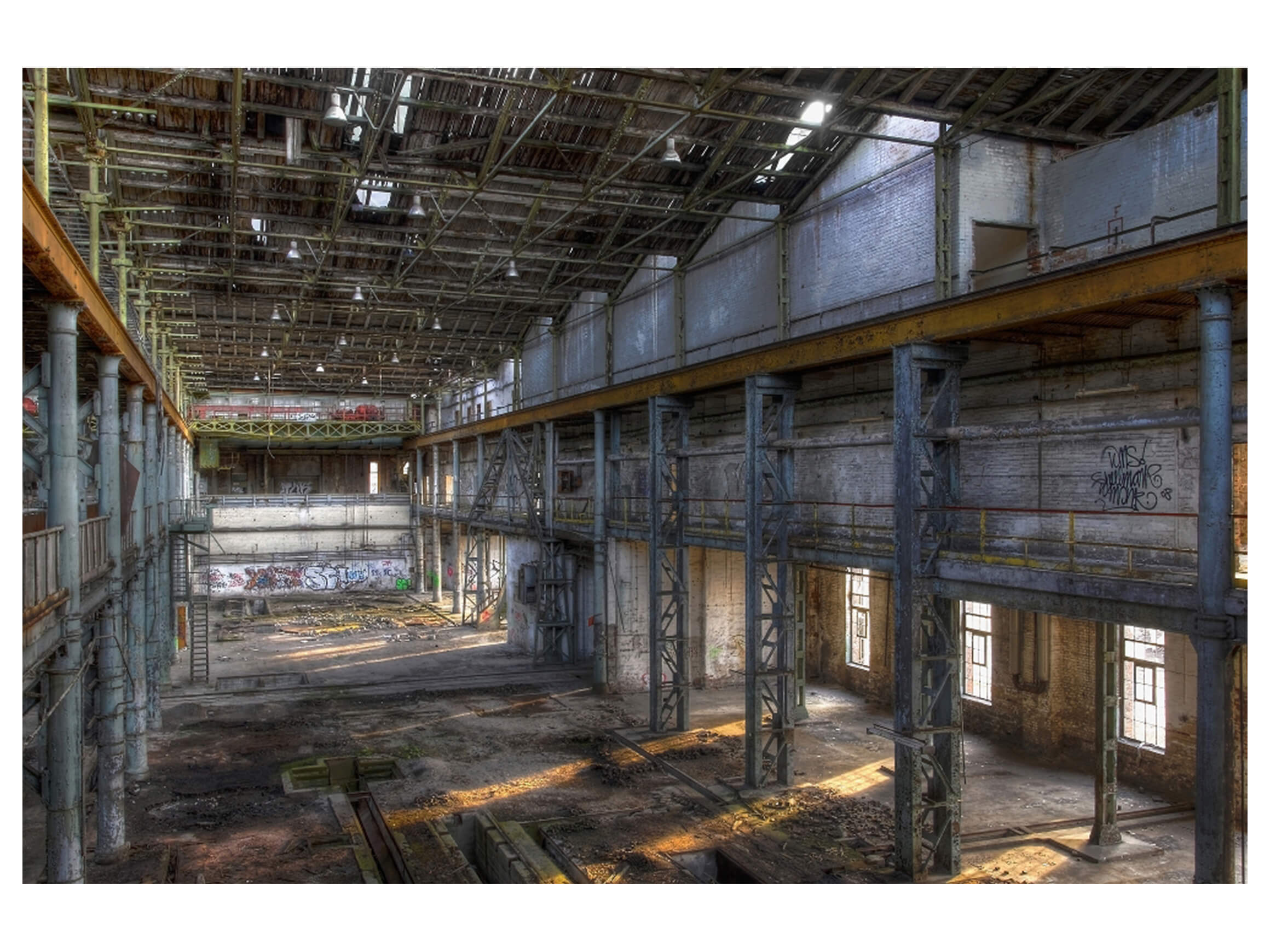 Digitaldruck auf Acrylglas Werkshalle 2 image LAND / Grösse: 120 x 80 cm