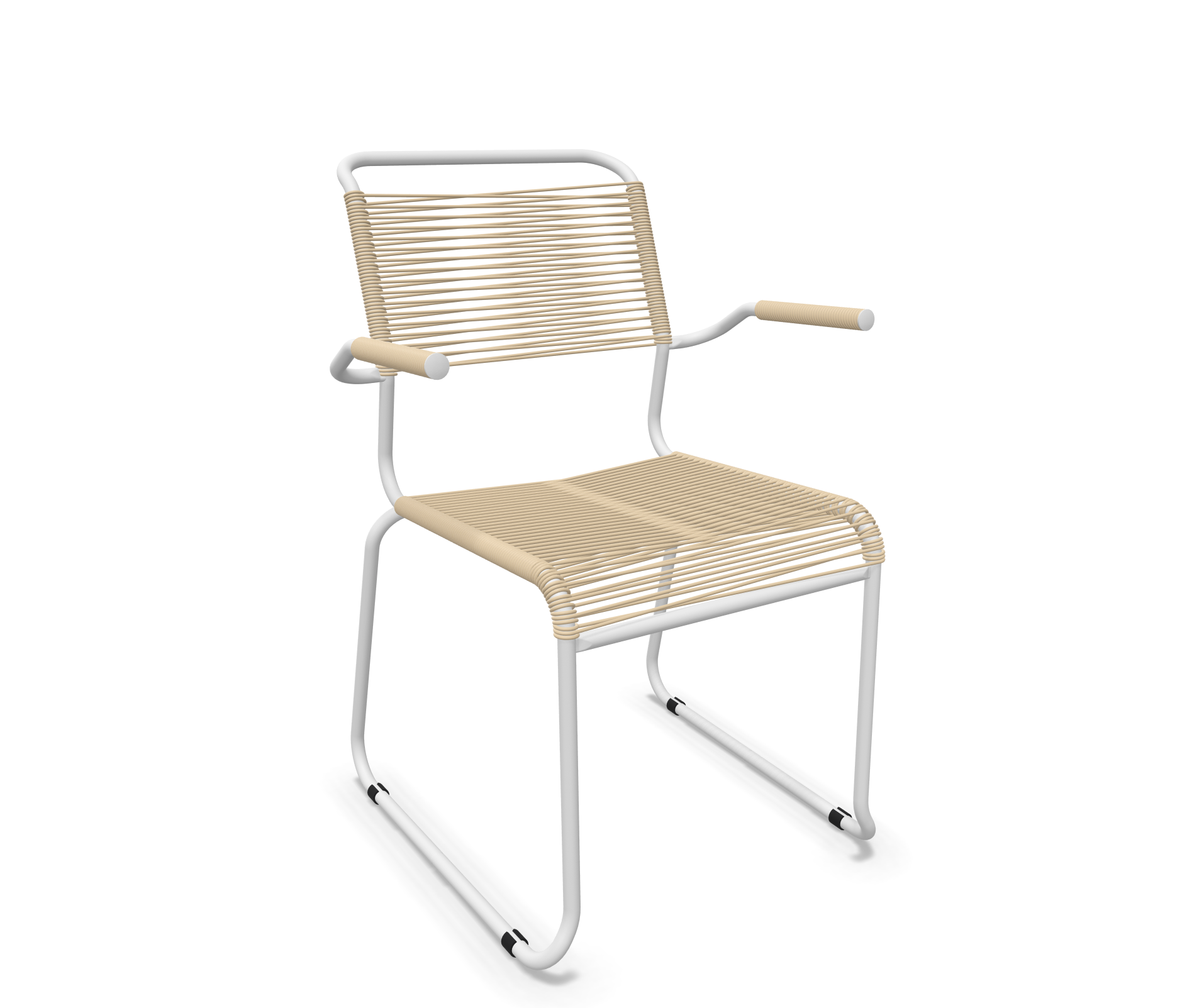 Kufen-Spaghetti-Stuhl Säntis mit Lehne von Schaffner / Farbe: Pastellbraun / Grösse: 60 x 61 cm