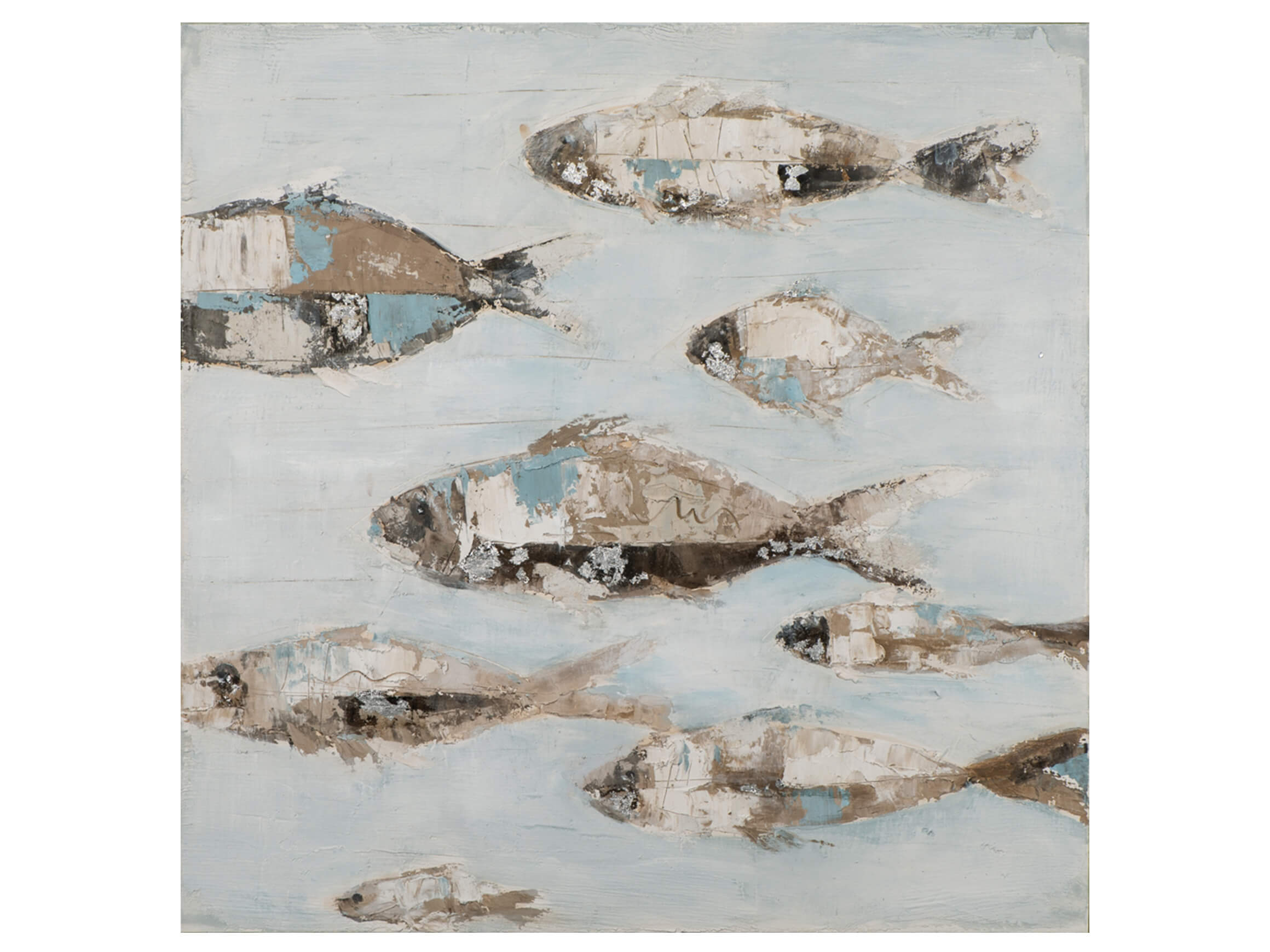 Bild Fischschwarm in Hellblau image LAND / Grösse: 100 x 100 cm