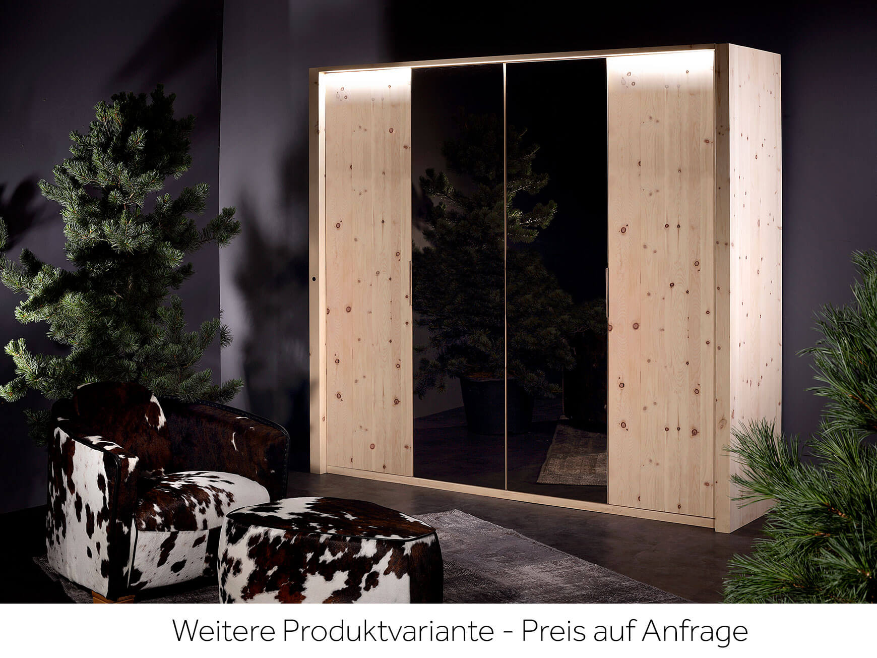 Drehtürenschrank Der Schrank, Arve, Glas, 4-türig, b