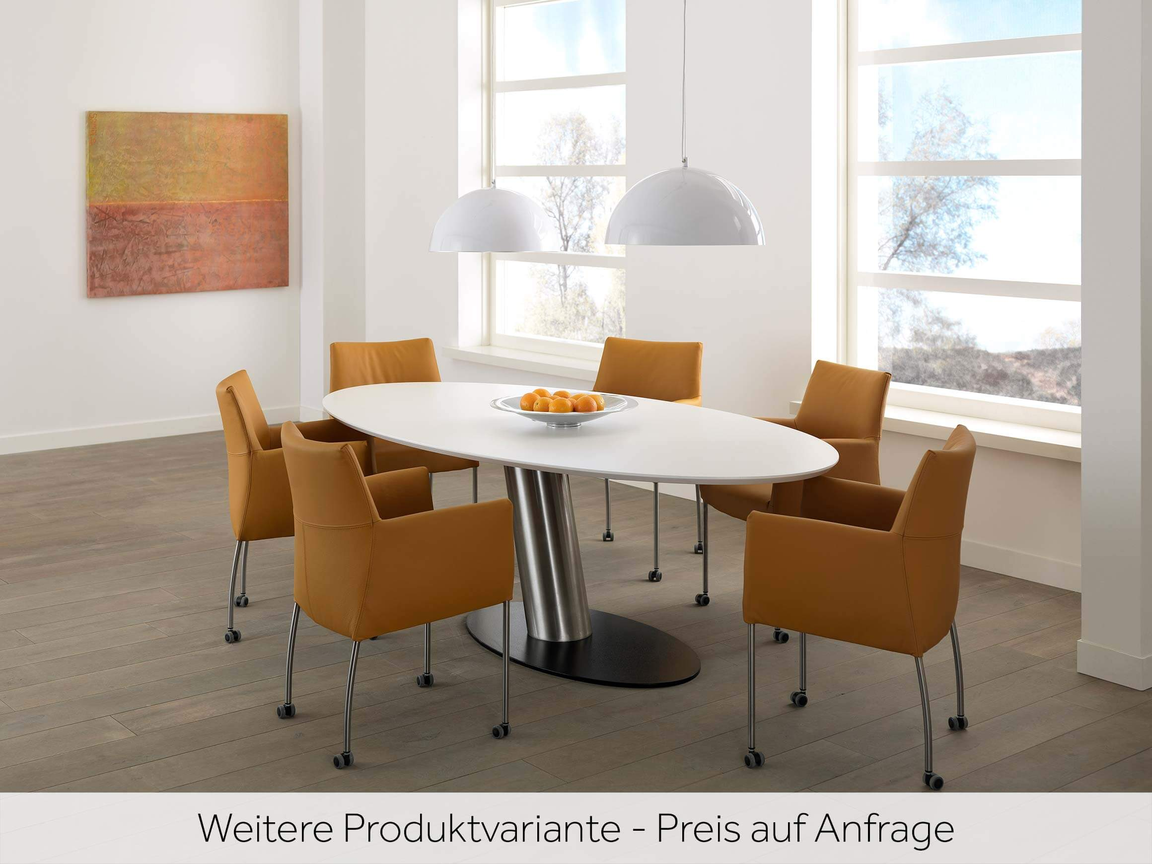 Esstisch Lima von Brees, Grau, Gestell Edelstahl, Oval,