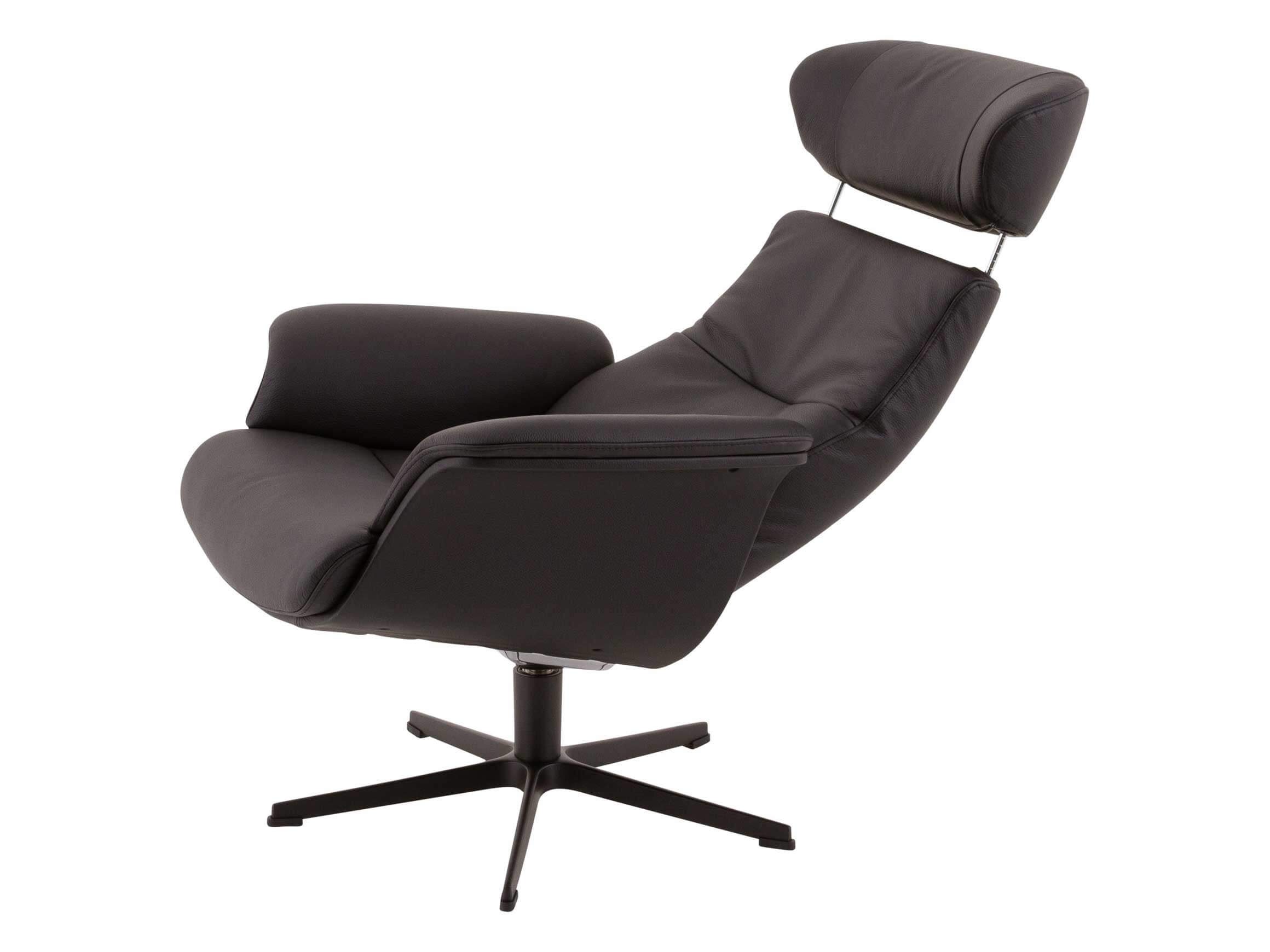 Relaxer Time Out, black leather, black cross base, Eames Chair