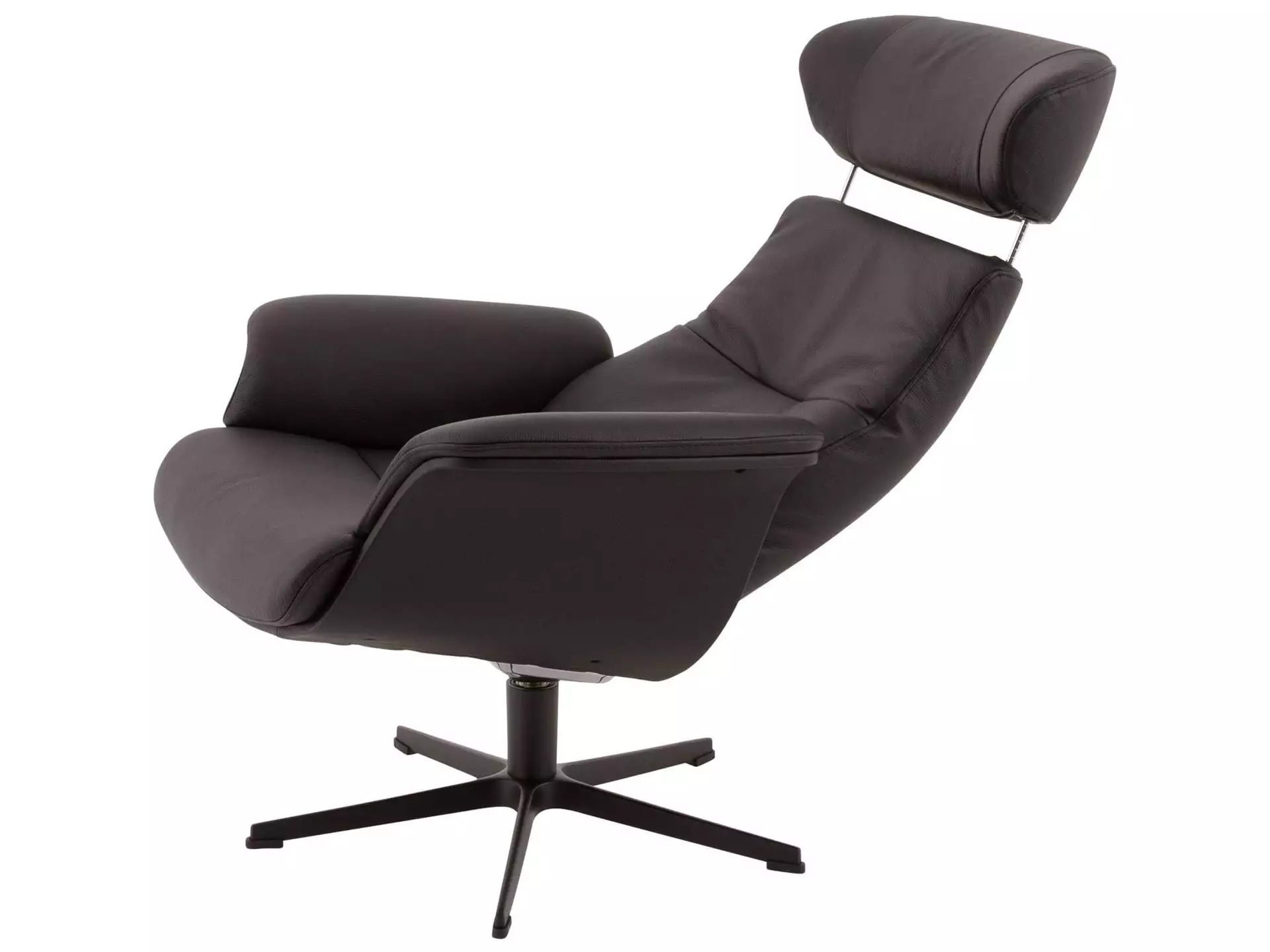 Relaxer Time Out, Leder Schwarz, Kreuzfuss Schwarz, Eames Chair