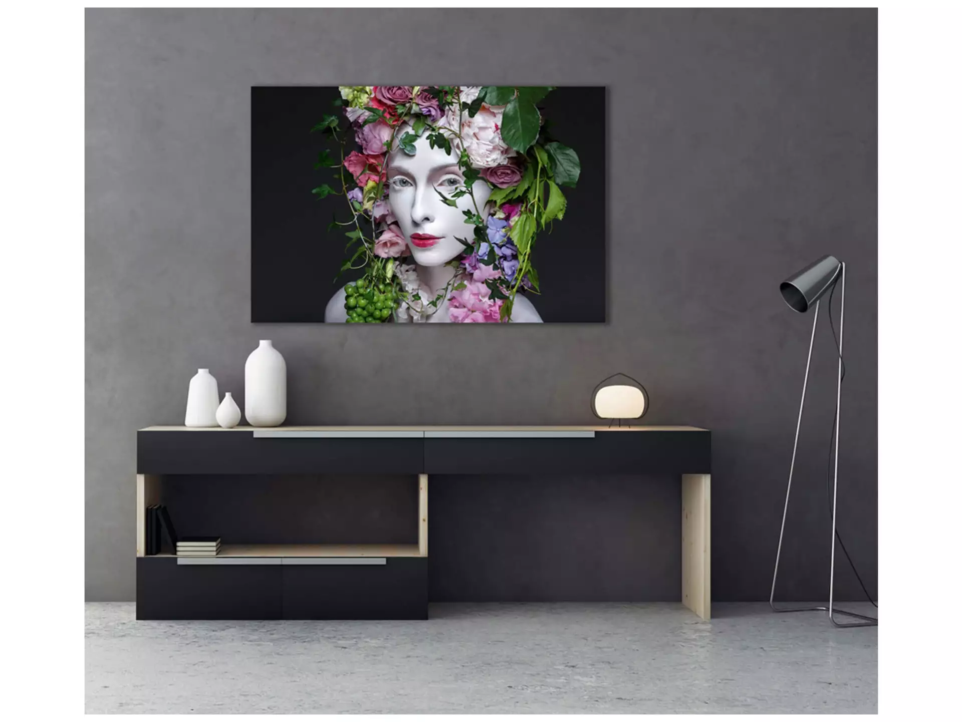Digitaldruck auf Acrylglas Schönheit mit Blumen image LAND / Grösse: 120 x 80 cm