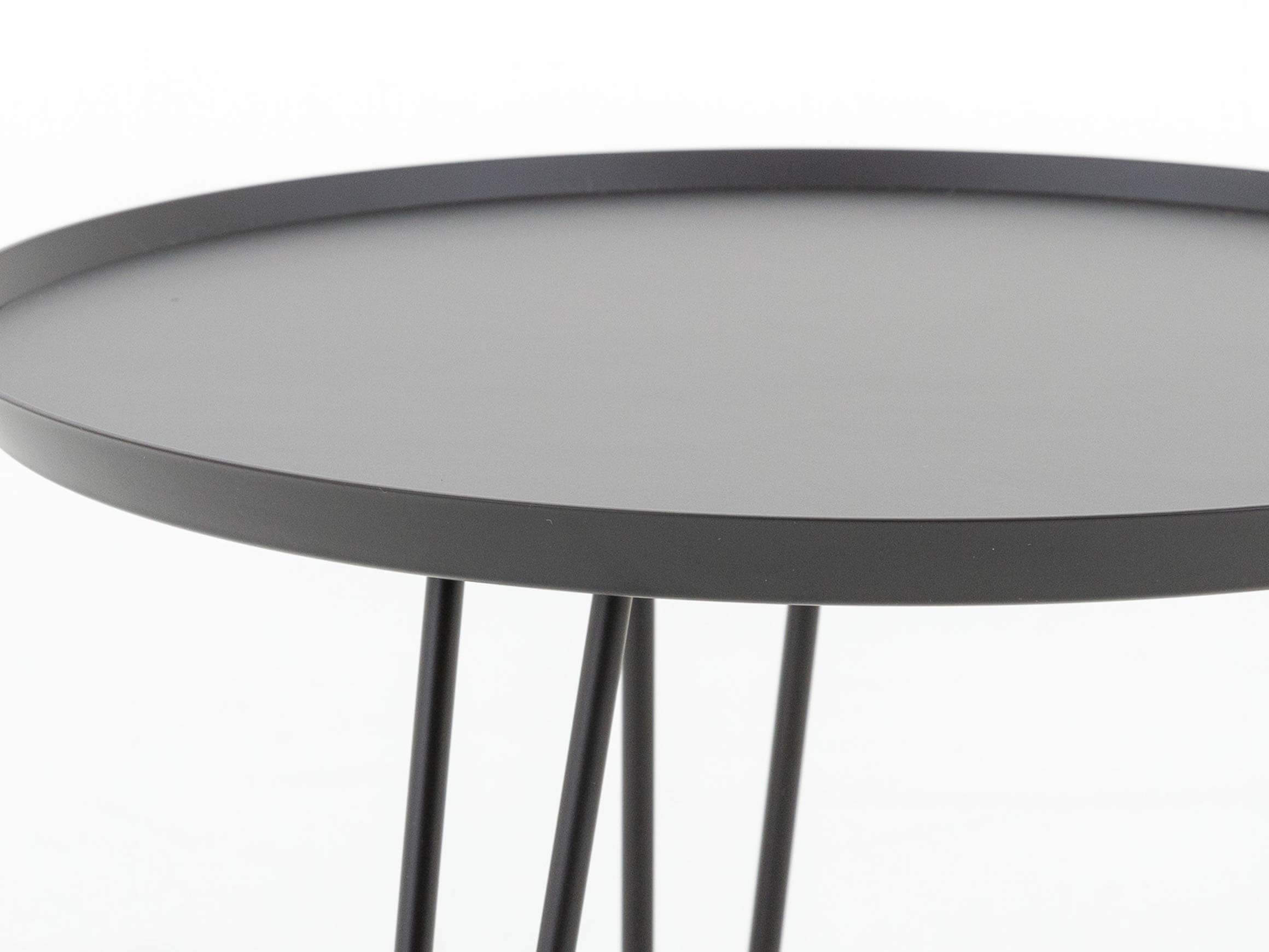 Beistelltisch Stellato Aus Leder / Farbe: Black/ h: 55 cm