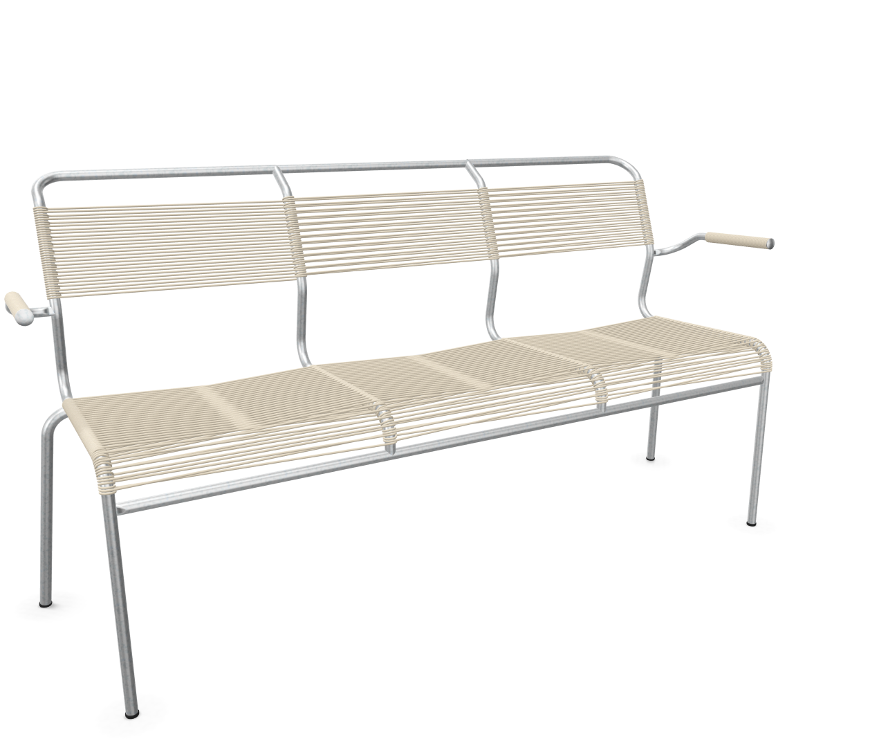 Schaffner Spaghetti-3er-Bank Säntis mit Lehne Feuerverzinkt Beige | Schubiger Möbel