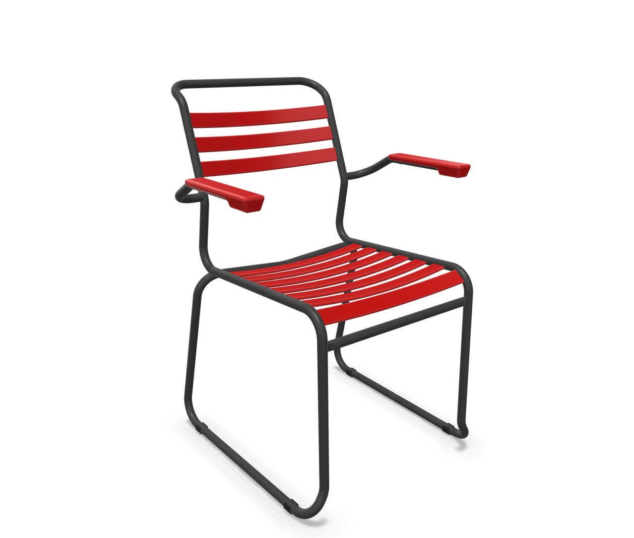 Schaffner Kufen-Lättli-Stuhl Säntis mit Lehne Rot | Schubiger Möbel