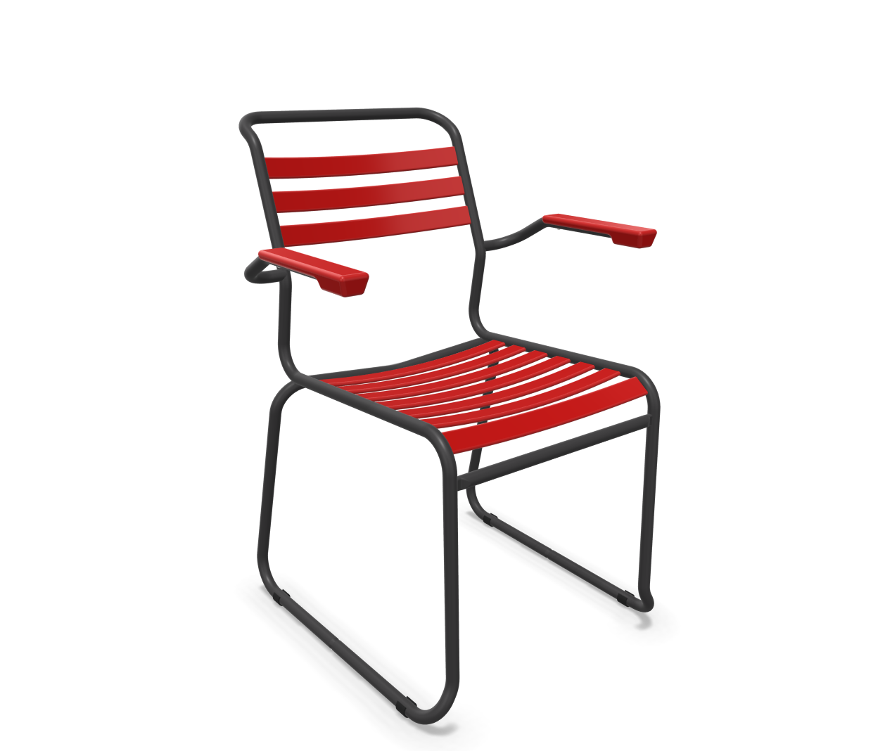 Kufen-Lättli-Stuhl Säntis mit Lehne von Schaffner / Farbe: Rot / Grösse: 61 x 61 cm
