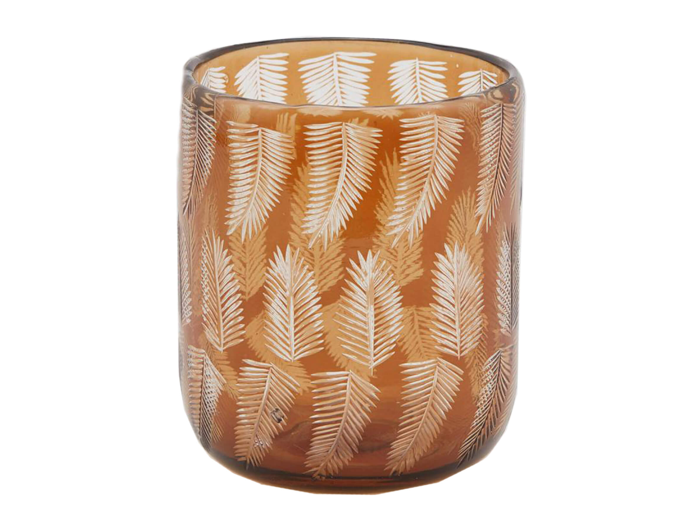Vase Amber mit Palmblatt H: 15 cm Edg