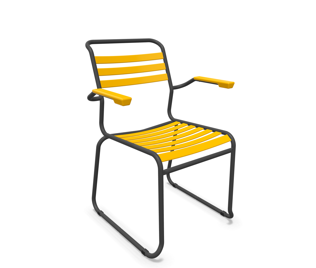 Schaffner Kufen-Lättli-Stuhl Säntis mit Lehne Gelb | Schubiger Möbel