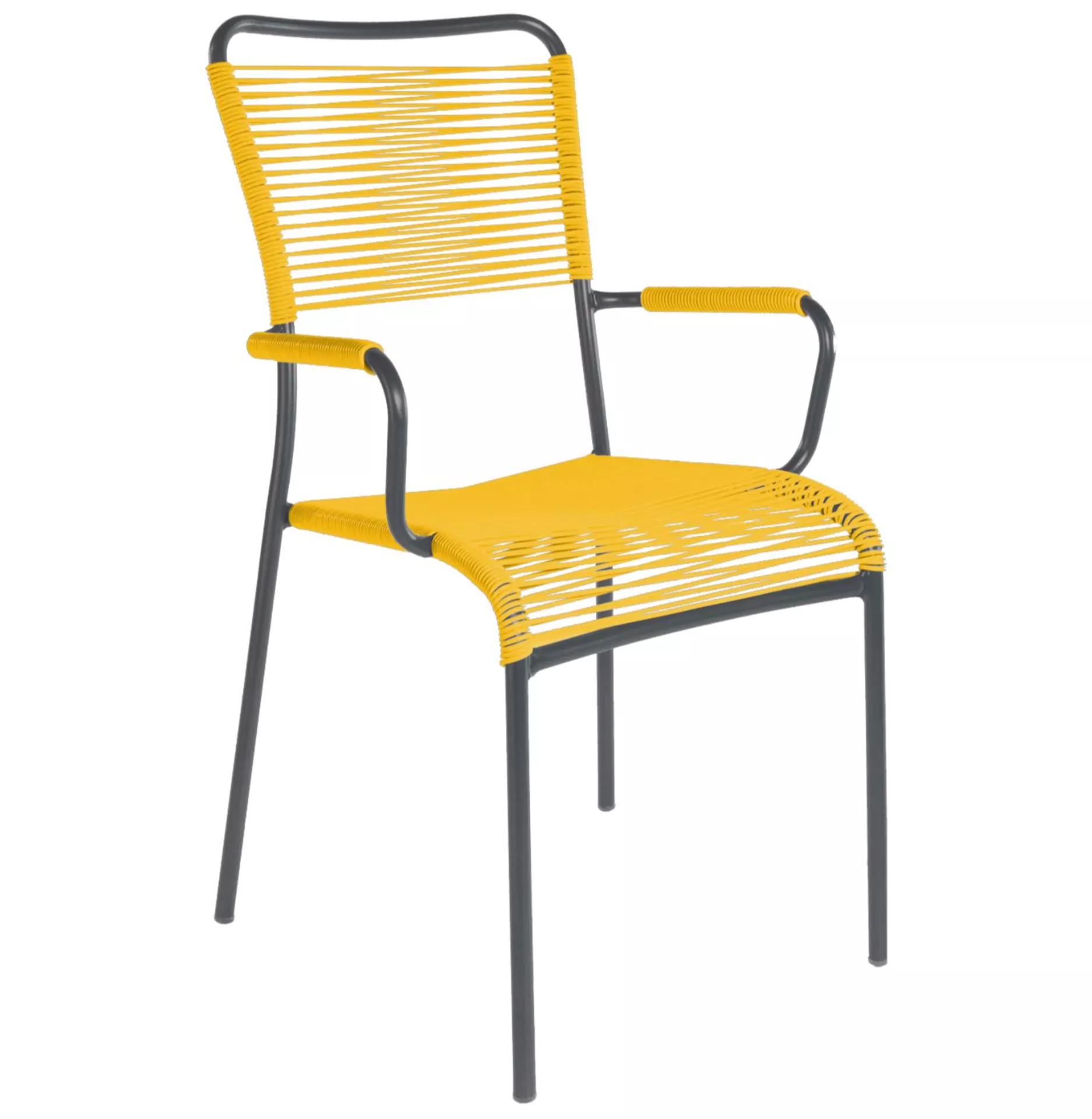 Spaghetti-Stuhl Mendrisio mit Armlehne Schaffner / Farbe: Gelb