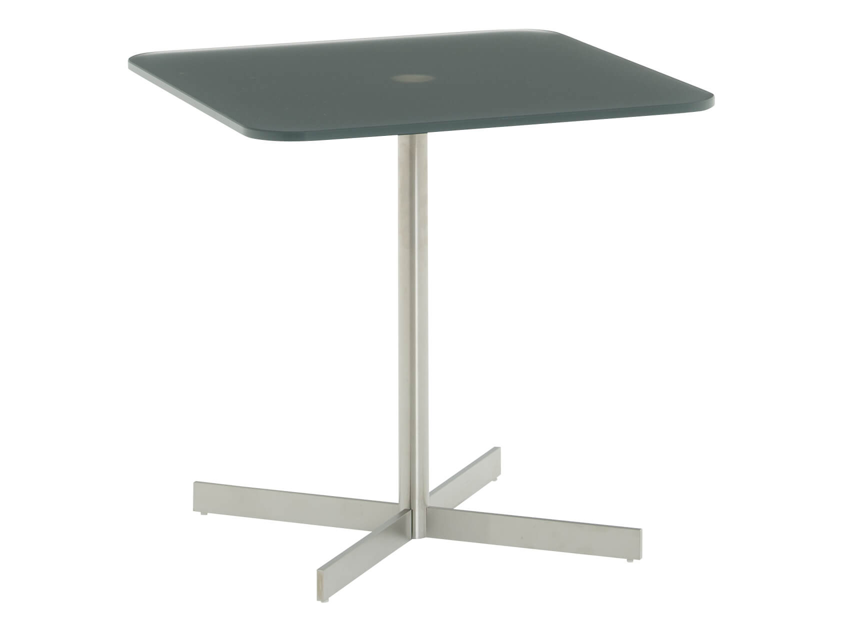 Table d'appoint Lias, verre blanc opaque, acier inoxydable, l 46 cm p 46 cm h 46 cm
