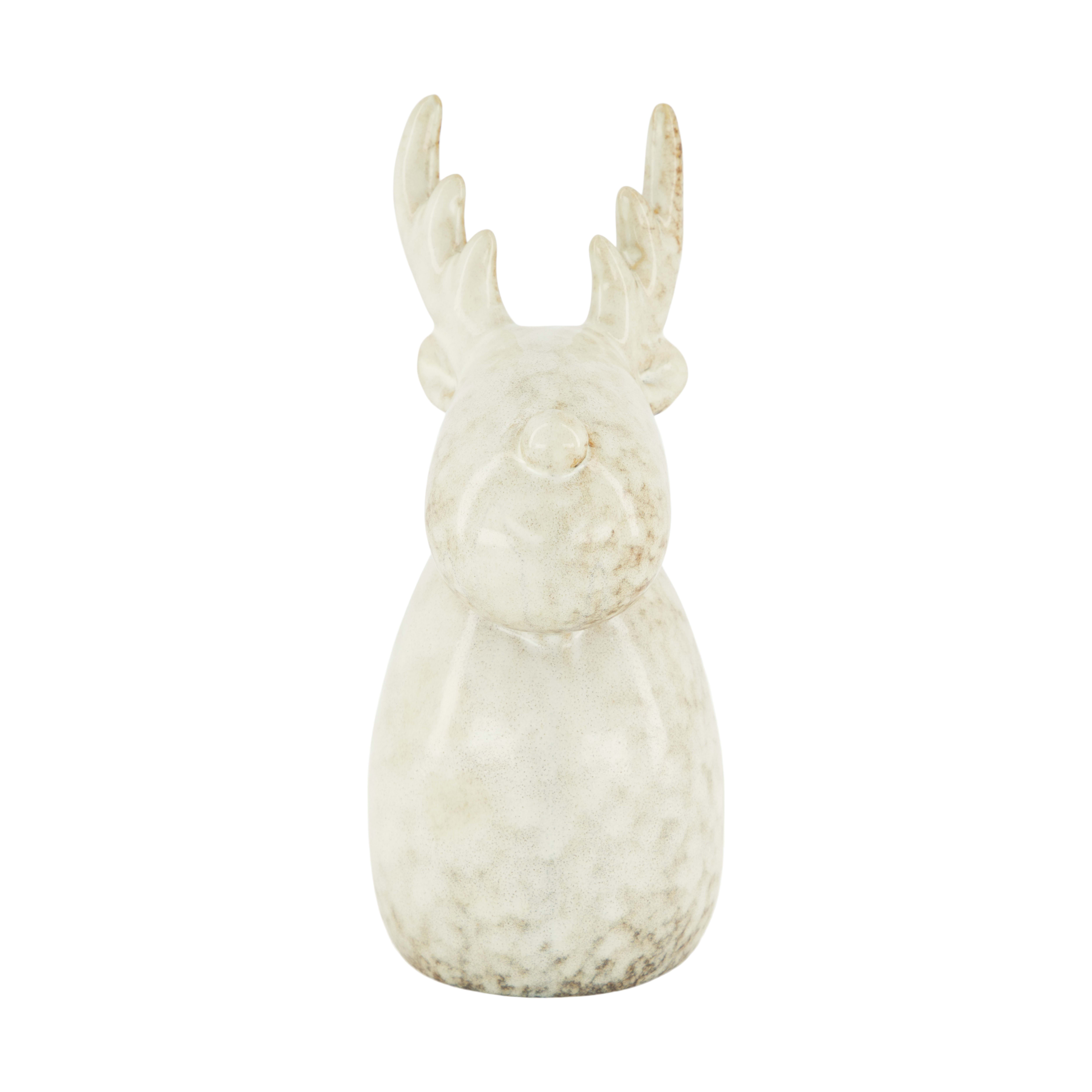 Decofinder Figur Hirsch, Keramik, Creme  | Schubiger Möbel