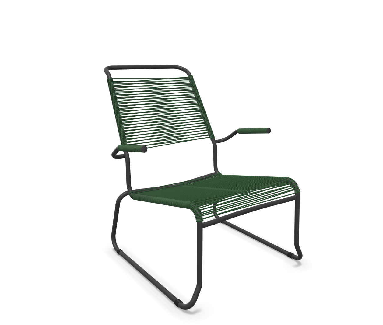 Schaffner Kufen-Spaghetti-Lounger Säntis mit Lehne / Hochlehner Grün | Schubiger Möbel