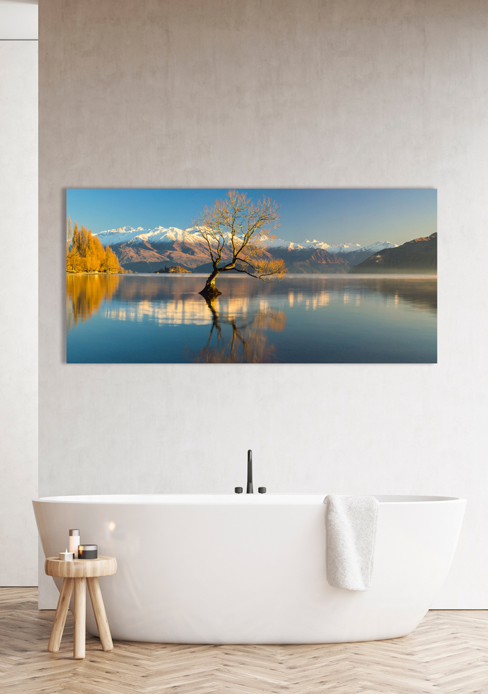 Alubild-Bergpanorama mit See-image LAND