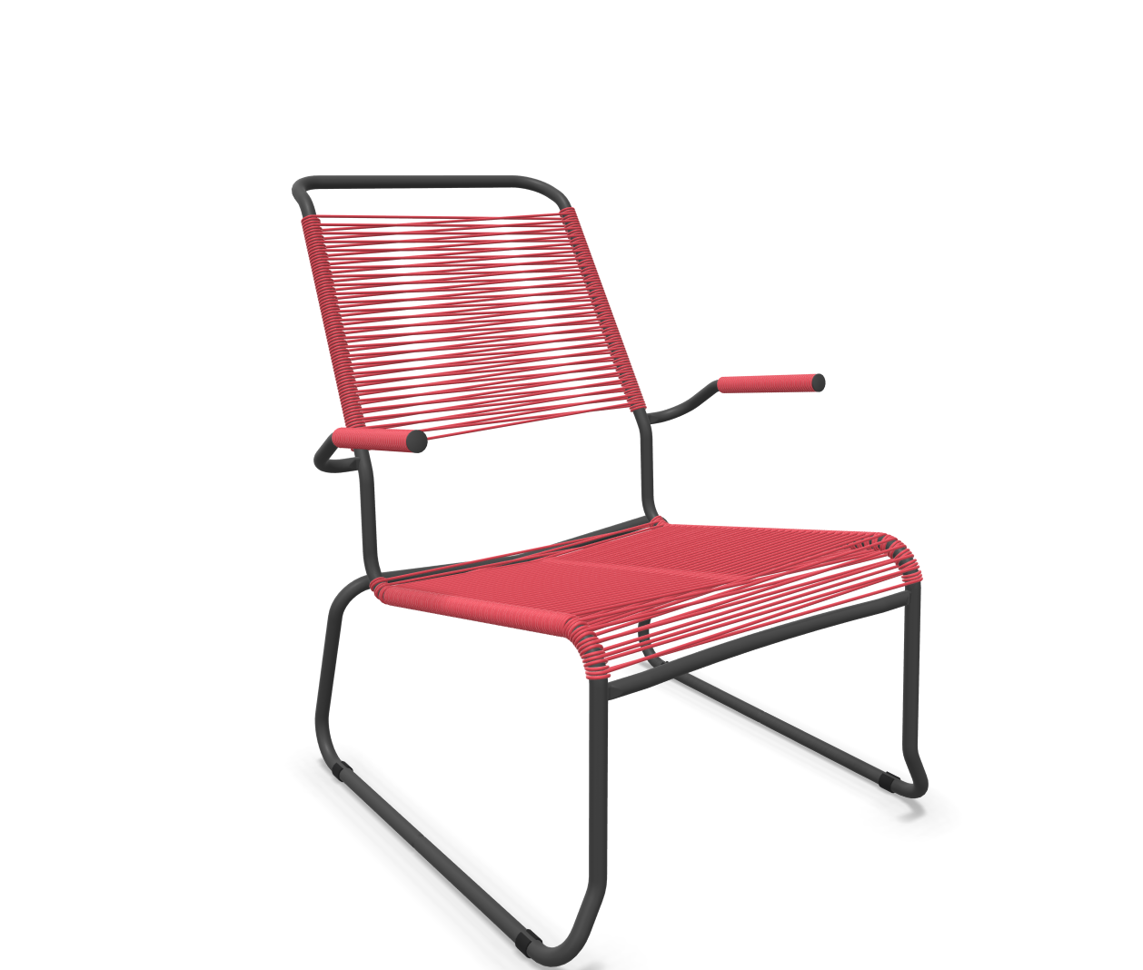 Schaffner Kufen-Spaghetti-Lounger Säntis mit Lehne / Hochlehner Rot | Schubiger Möbel