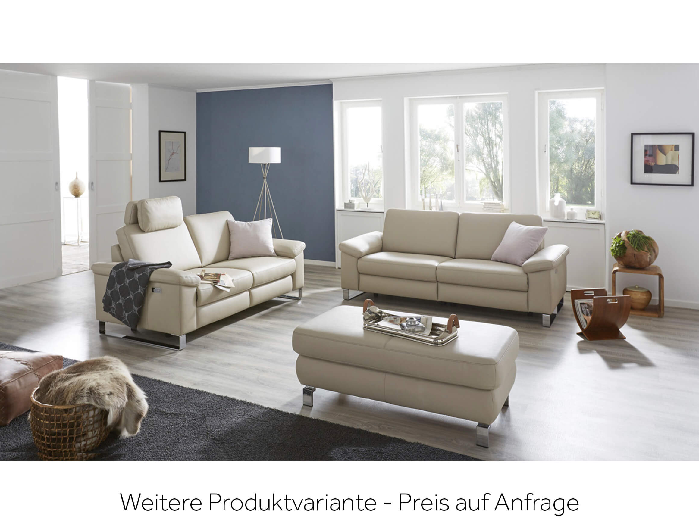 Sofa Cagliari Plus Basic Candy / Farbe: Asphalt / Material: Leder Basic