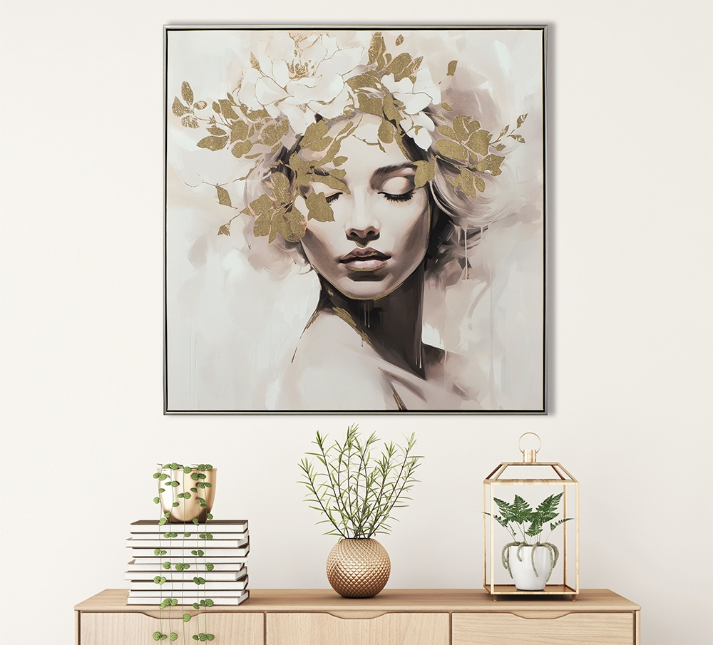 Bild Gold Flowered Beauty 2 image LAND / Grösse: 82 x 82 cm