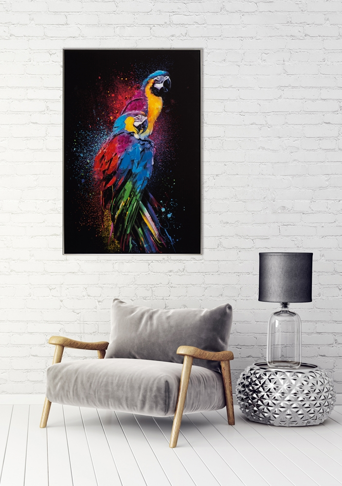 Bild Farbenprächtige Papageien image LAND / Farbe: Mehrfarbig Schwarz