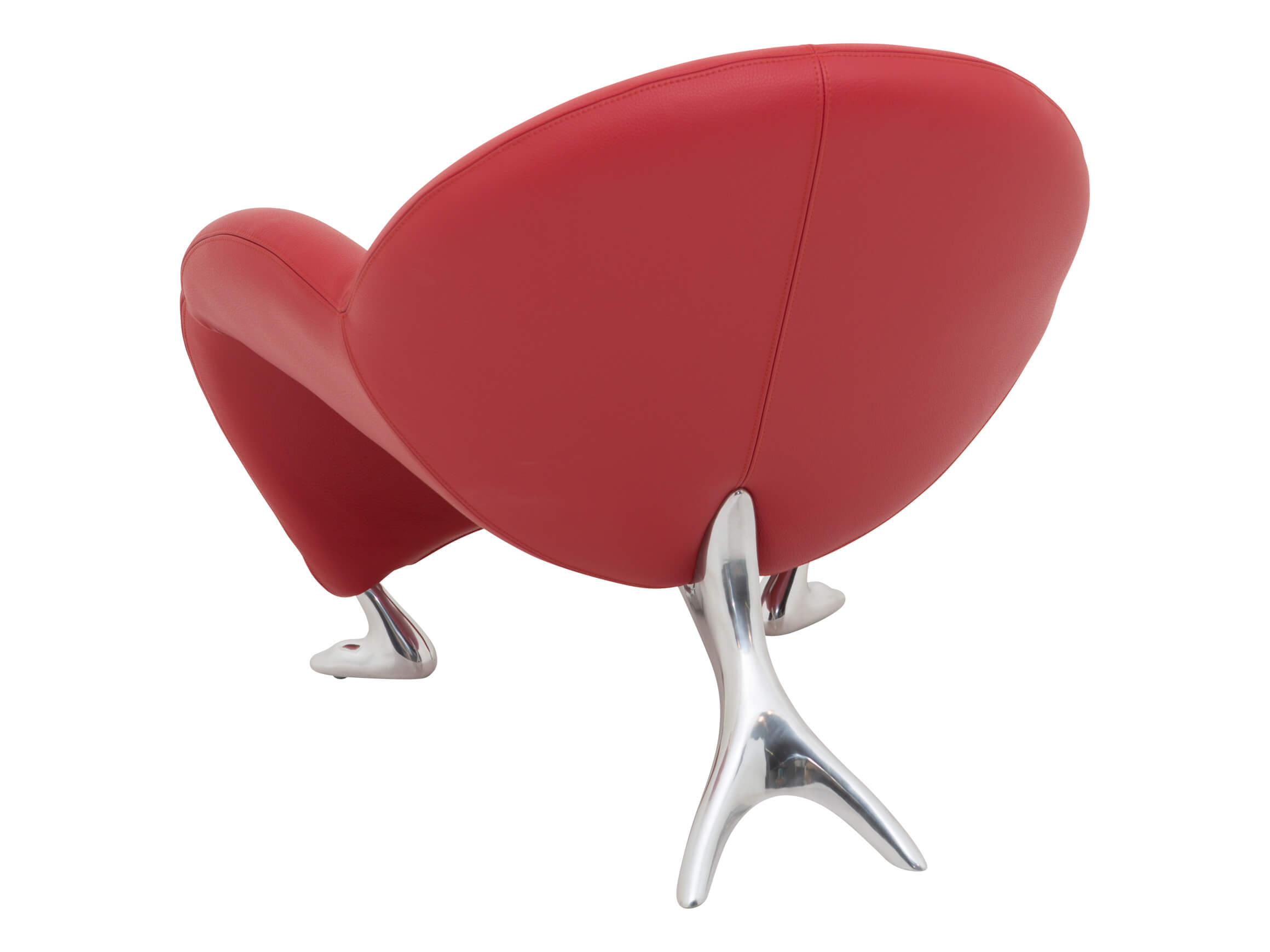Sessel Papageno, Leder Rot, Alufüsse, b 91 cm t 82 cm h 80 cm