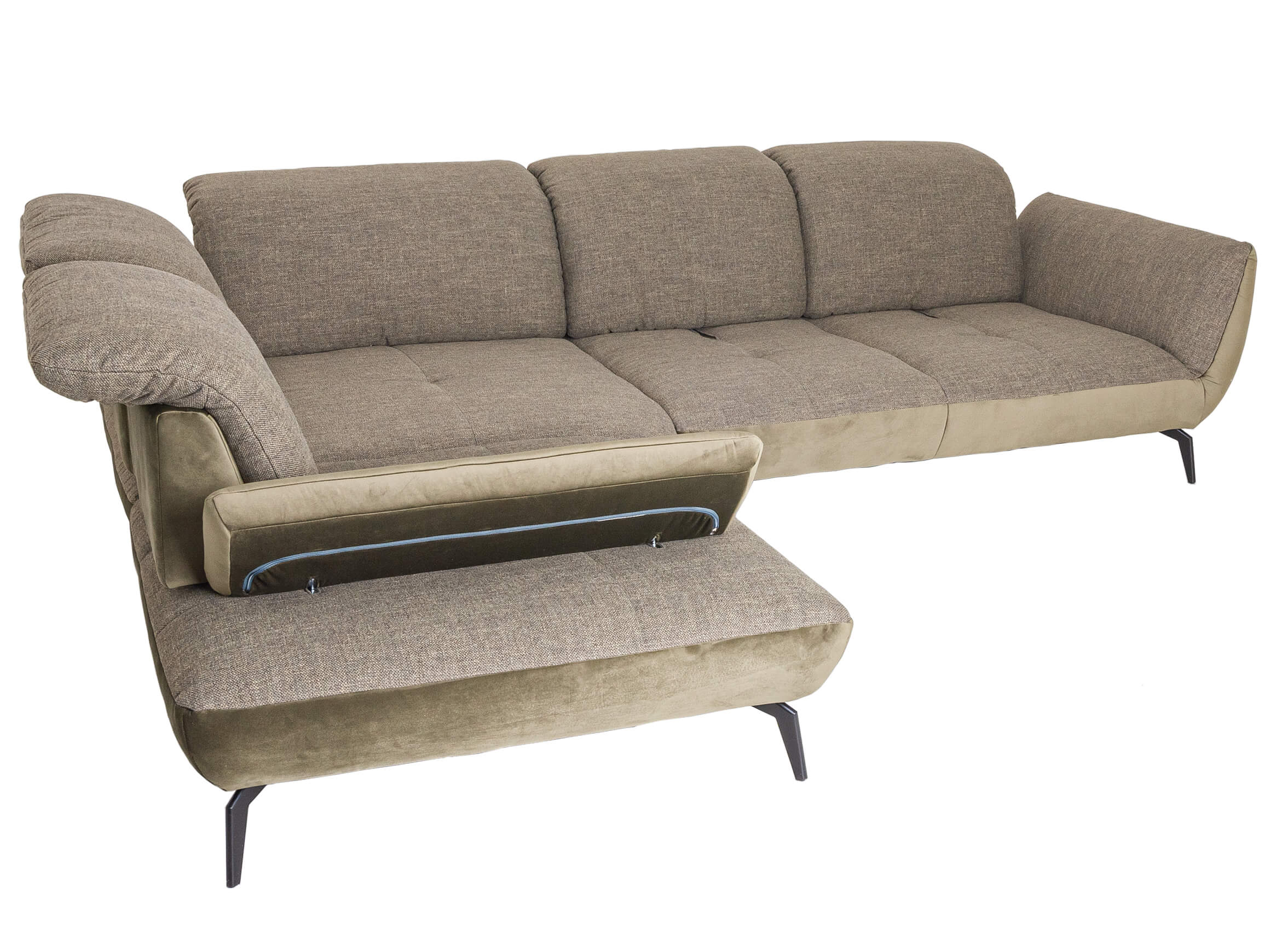 Ecksofa Nebraska Steinpol / Farbe: Khaki Olive
