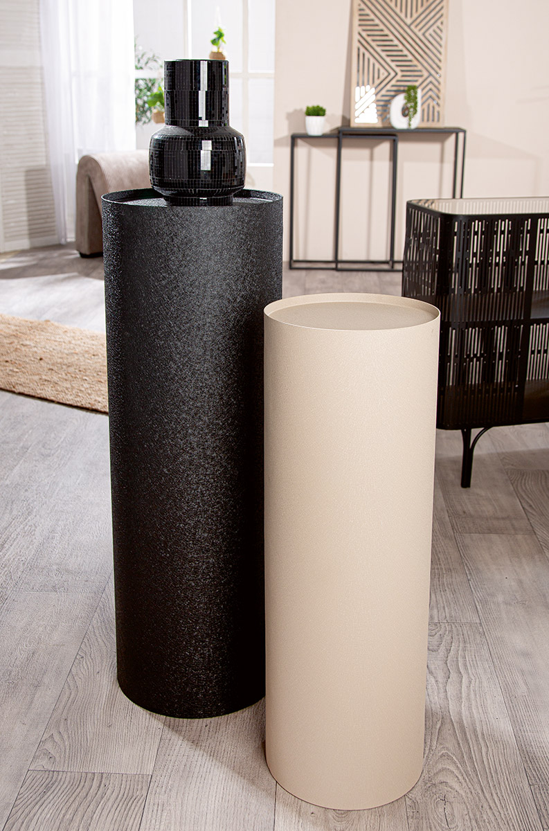 Säule 2er Set, Basseterre, Eisen, Creme, Schwarz H: 90 c Gilde