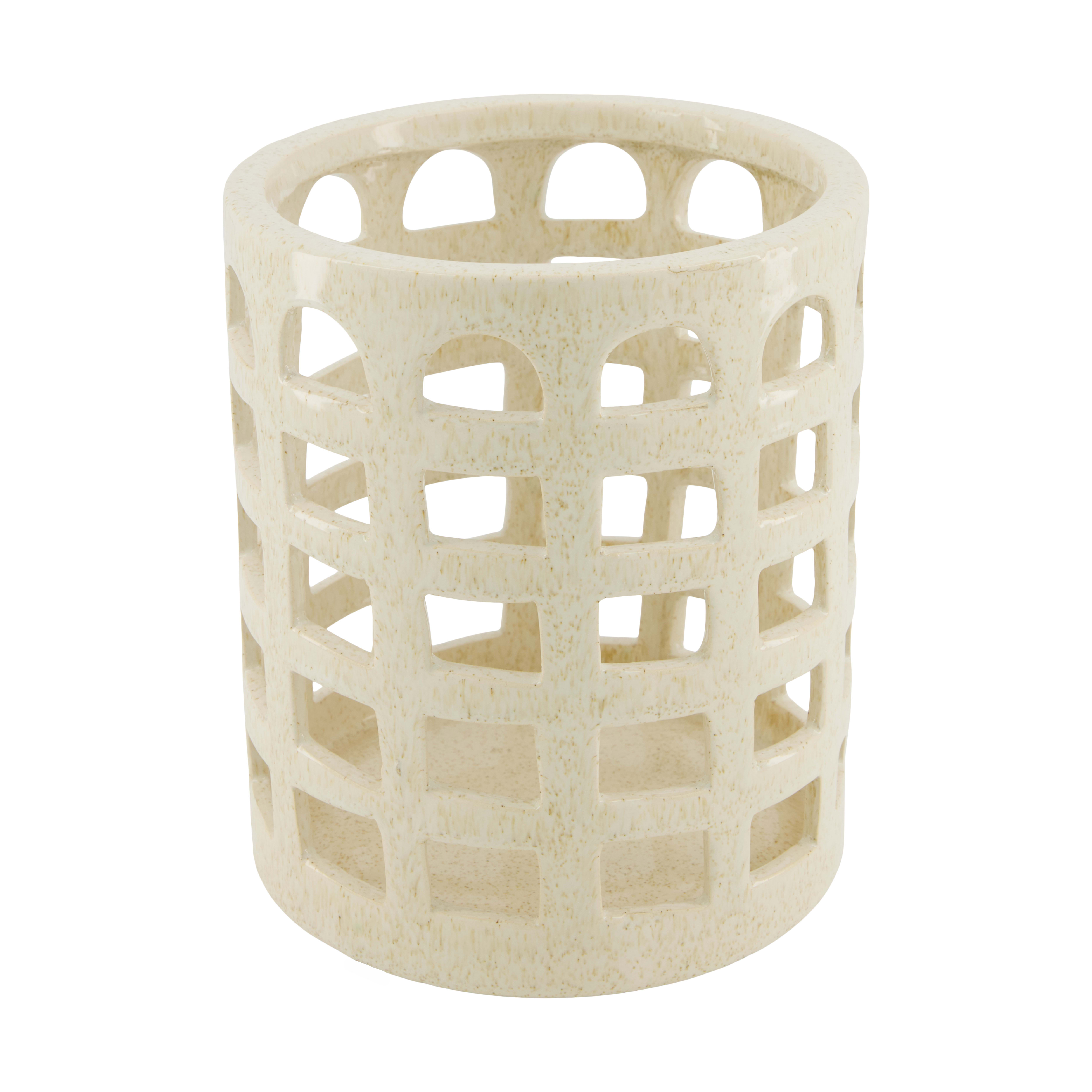 Decofinder Windlicht Keramik, Creme  | Schubiger Möbel
