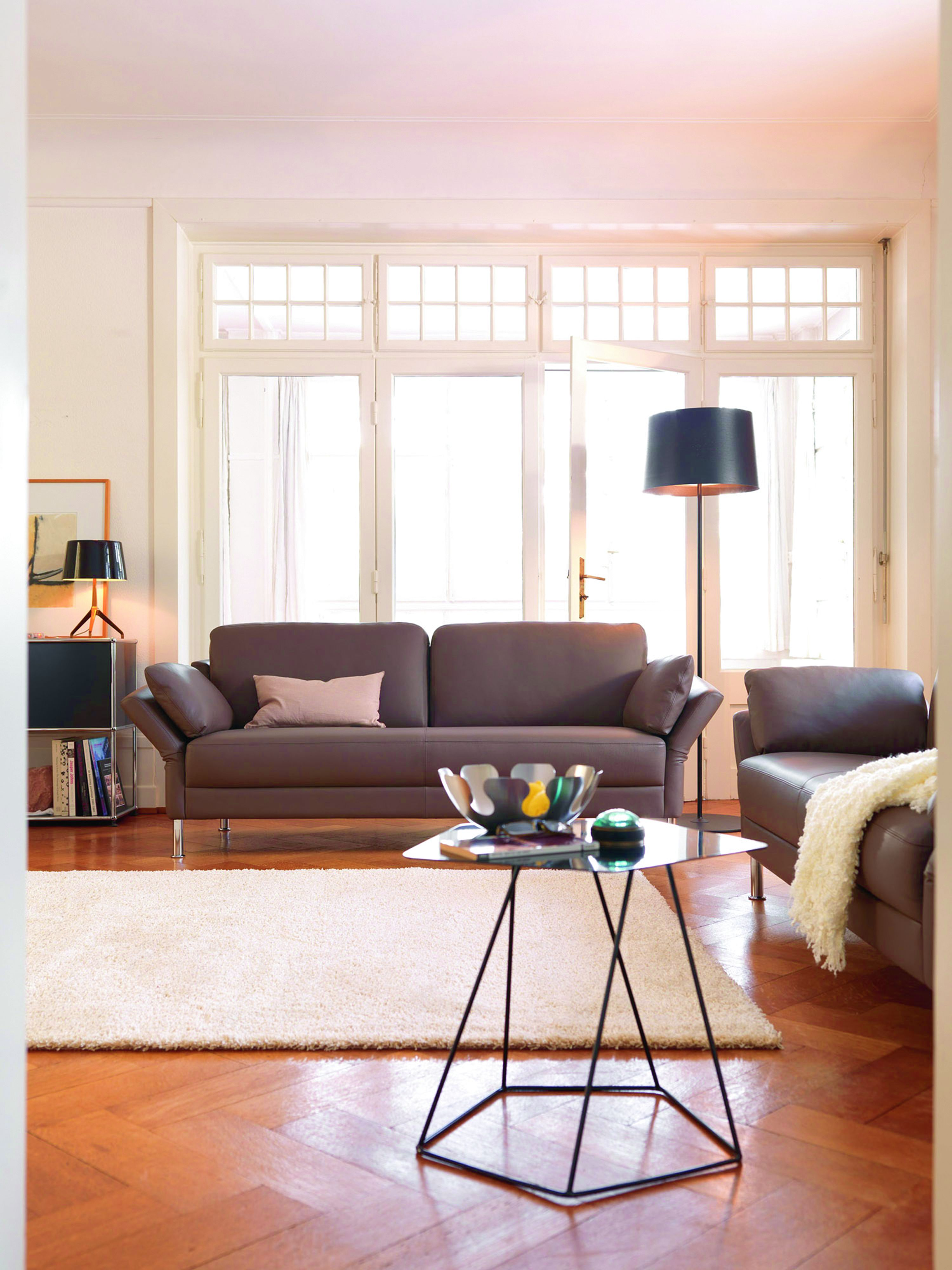 2er Sofa Nimbus, Leder, Höhenverstellbar, b 164 cm t 86 cm h 81-84 cm