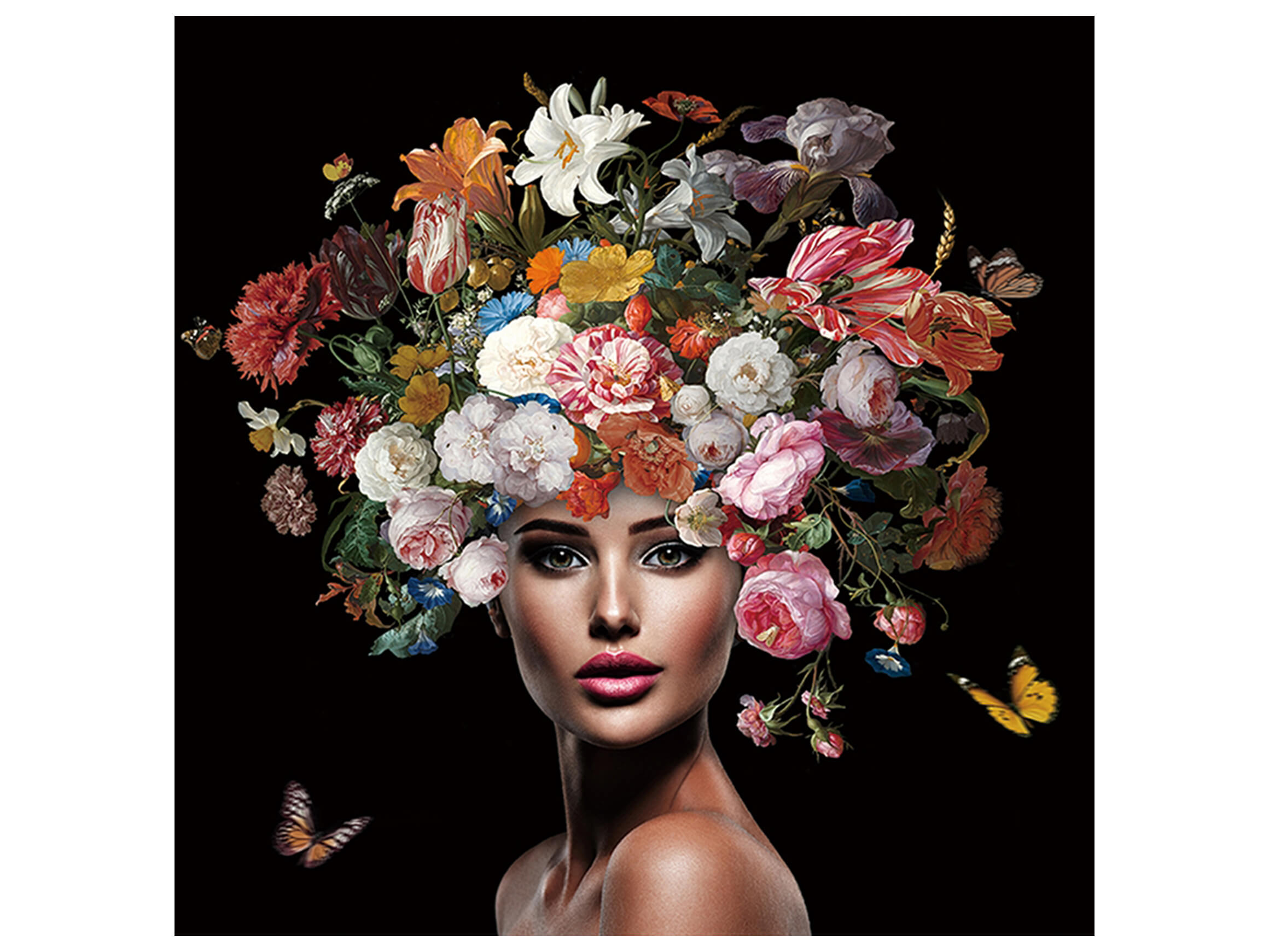 Digitaldruck auf Glas Schönheit mit Blumenperücke 4 image LAND