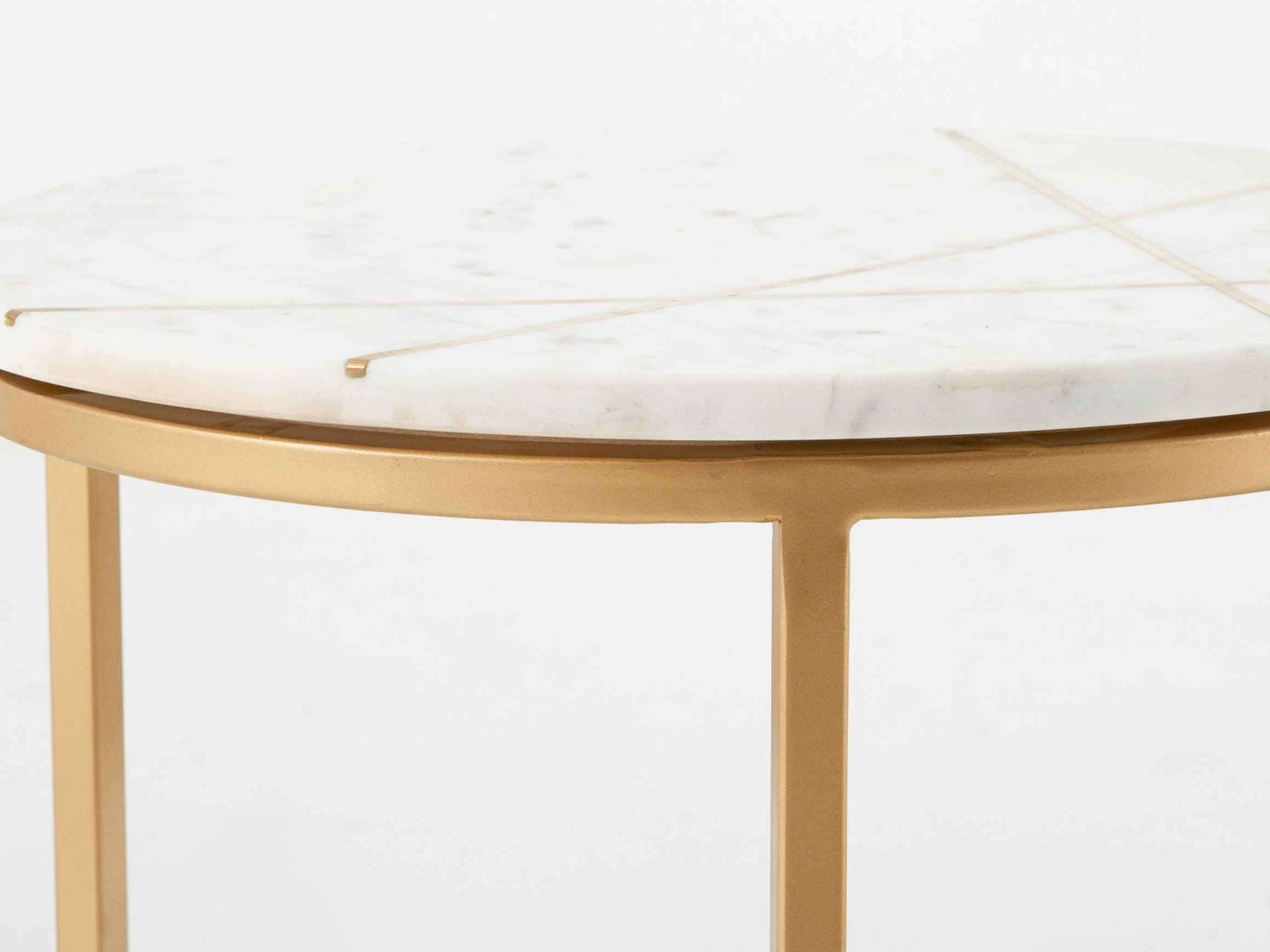 Table d'appoint Modus - Set de 2 pièces, marbre blanc,