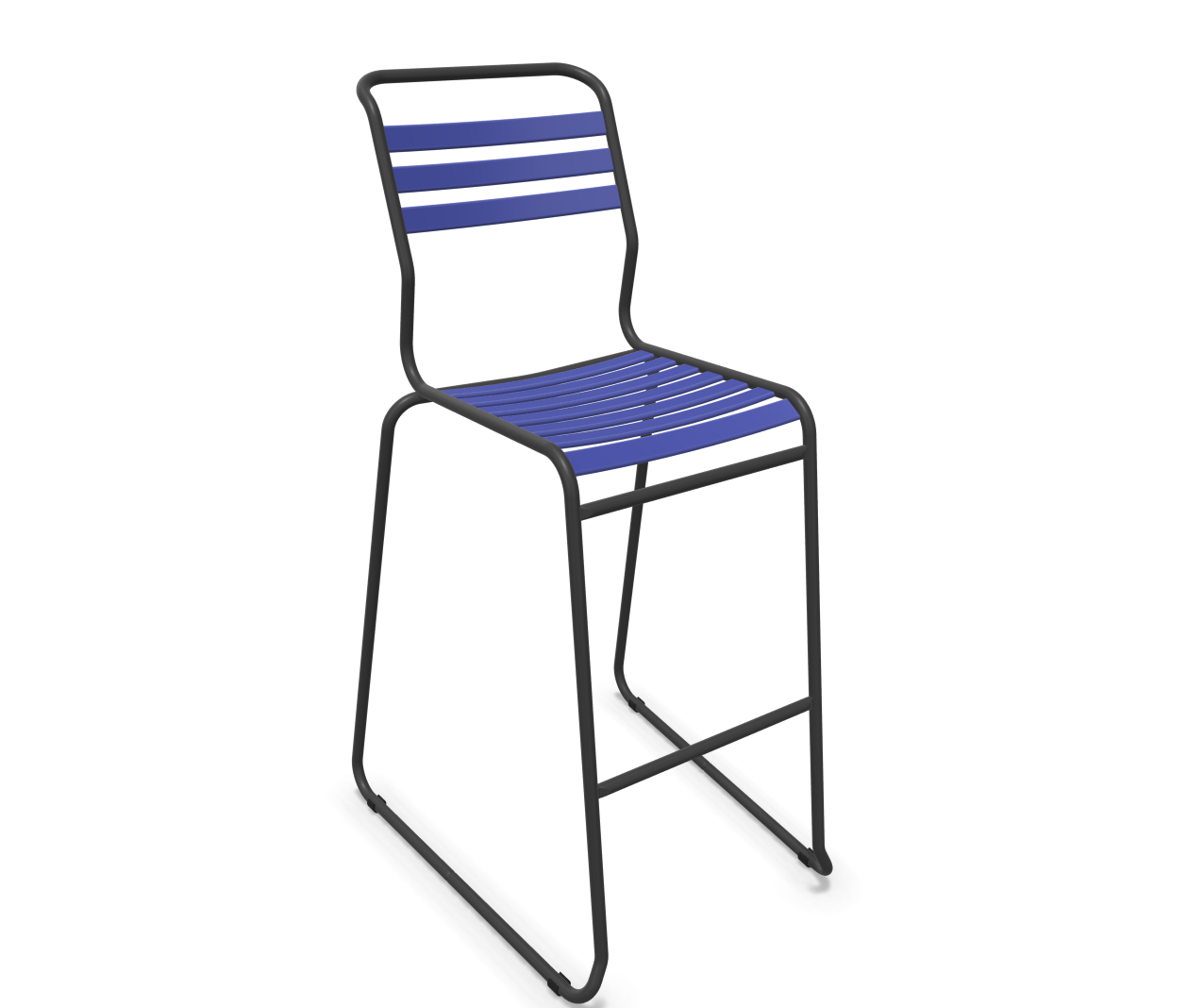 Schaffner Bar-Kufen-Lättlistuhl Säntis Blau | Schubiger Möbel