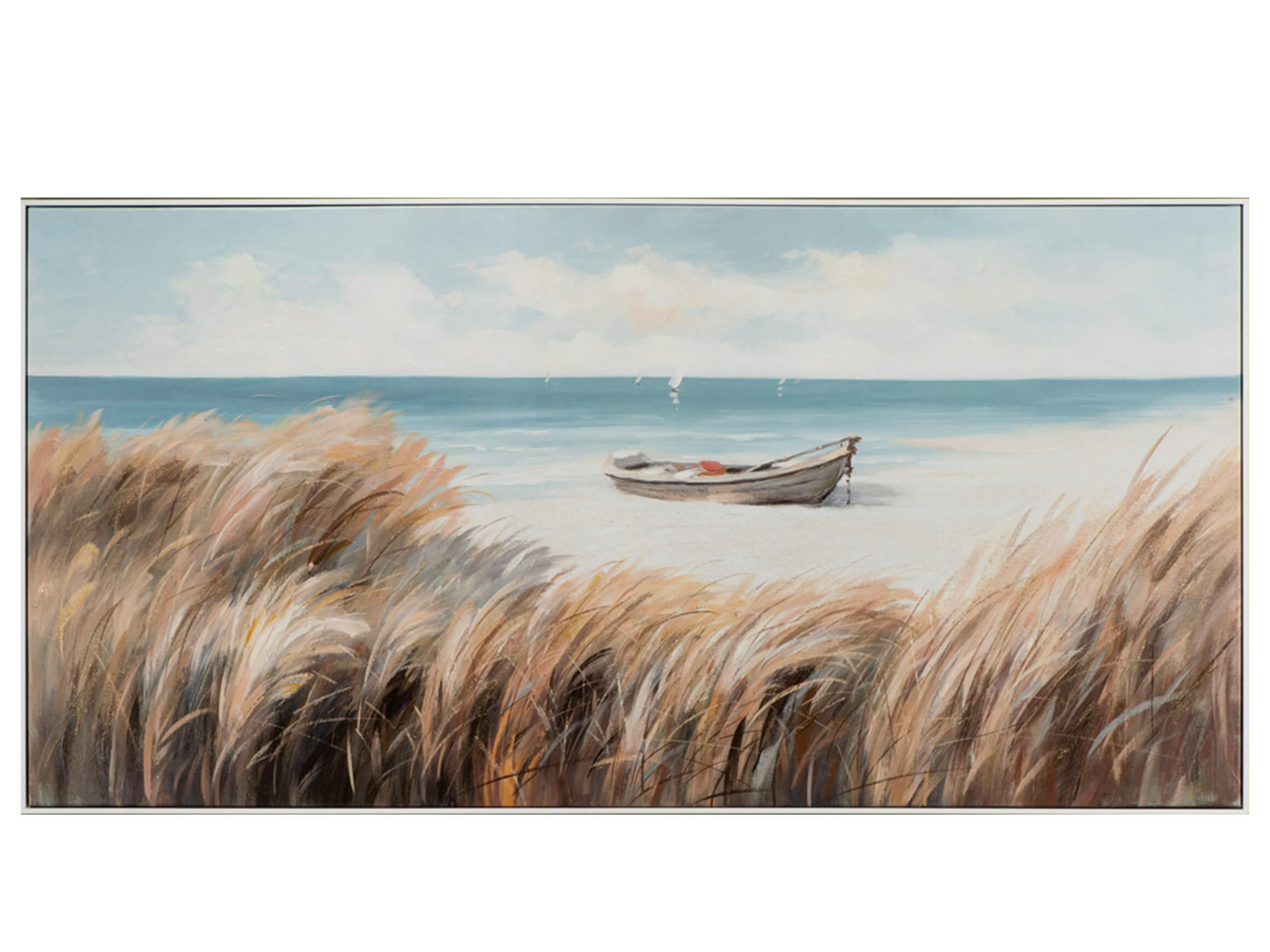 Bild Boot Hinter Dünengras image LAND / Grösse: 140 x 70 cm