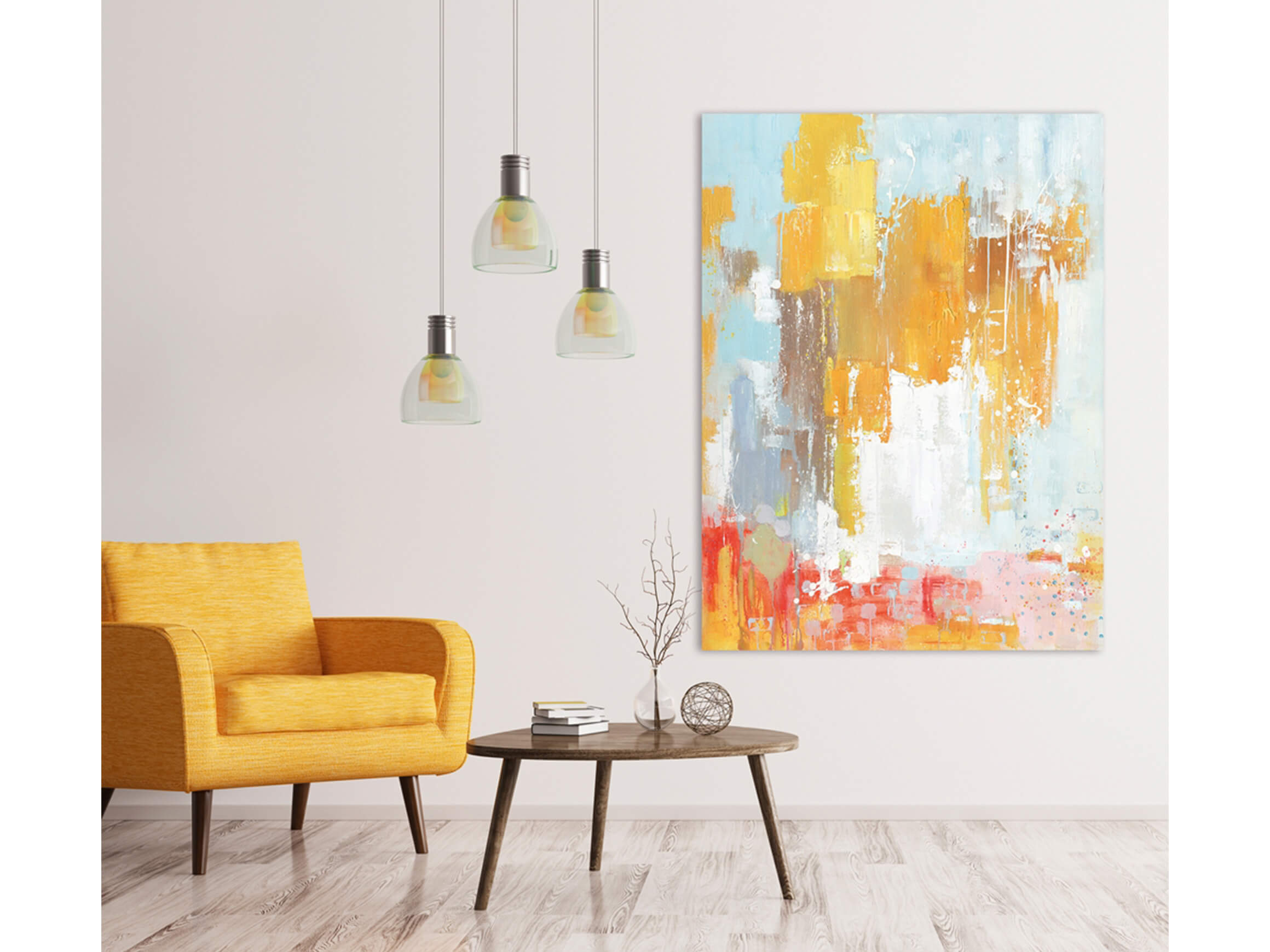 Bild Abstrake Kompostion in Sonnengelb image LAND / Grösse: 120 x 90 cm