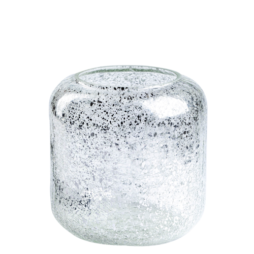 Vase Crackle Glas Silber H: 18 cm Decofinder