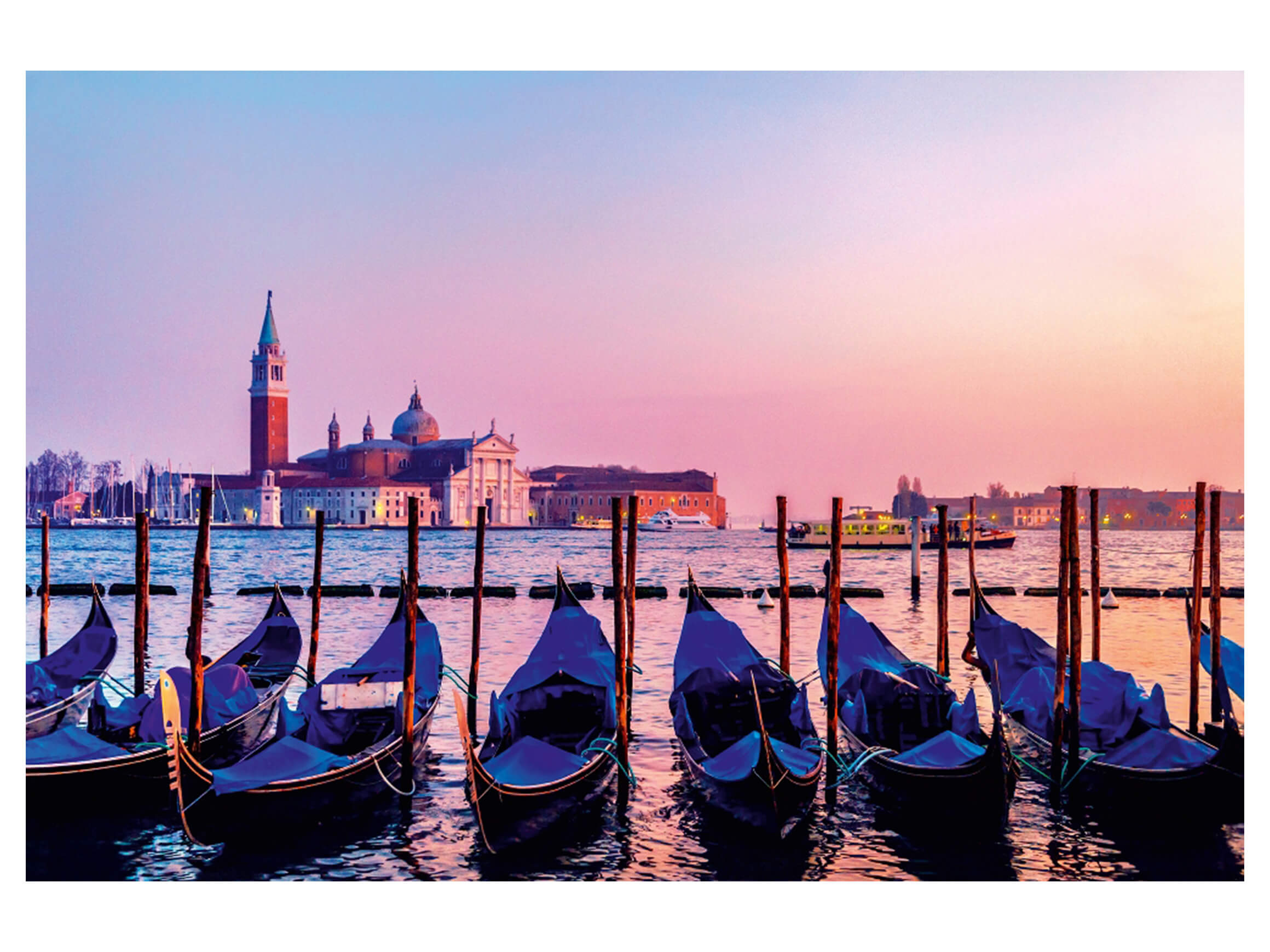 Digitaldruck auf Acrylglas Gondolieren in Venedig image LAND / Grösse: 120 x 80 cm