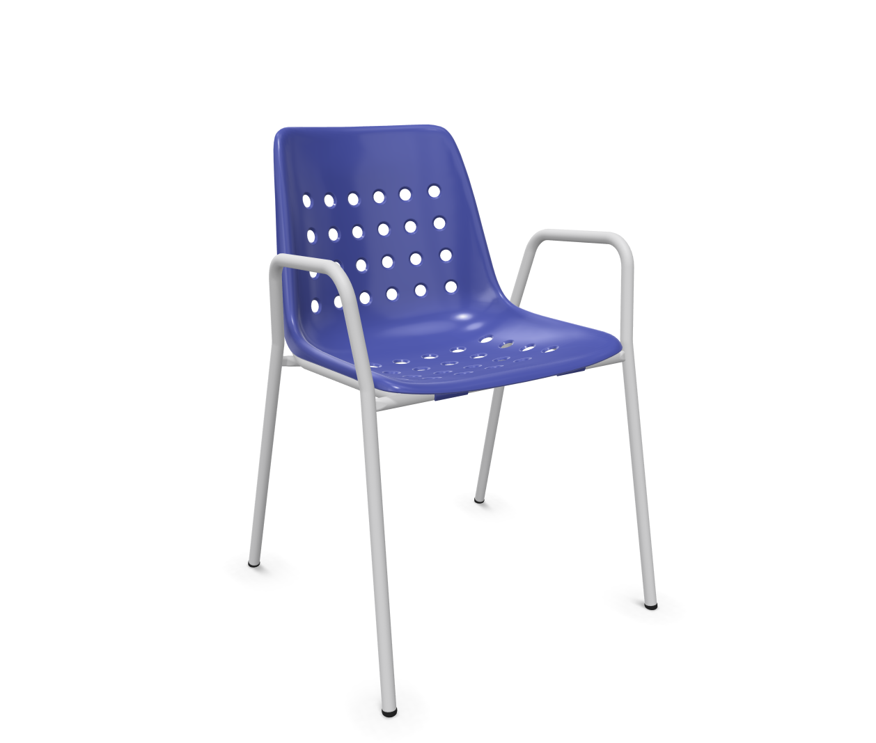 Schalen-Stuhl Bermuda mit Armlehne Rundrohr von Schaffner / Farbe: Kobaltblau / Grösse: 58 x 52 cm