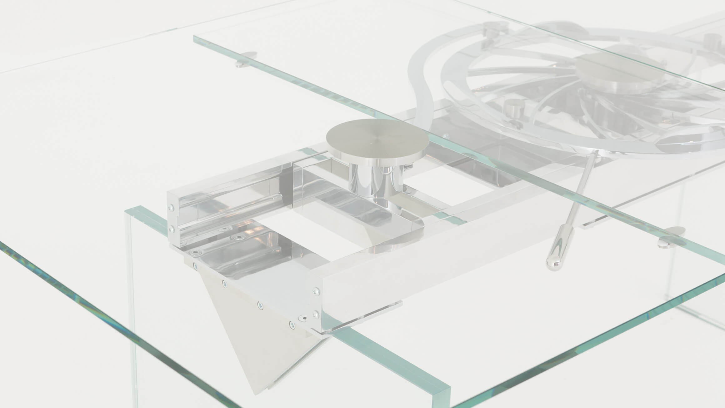 Quantu dining table, glass, chrome mechanism, w 200-280 cm