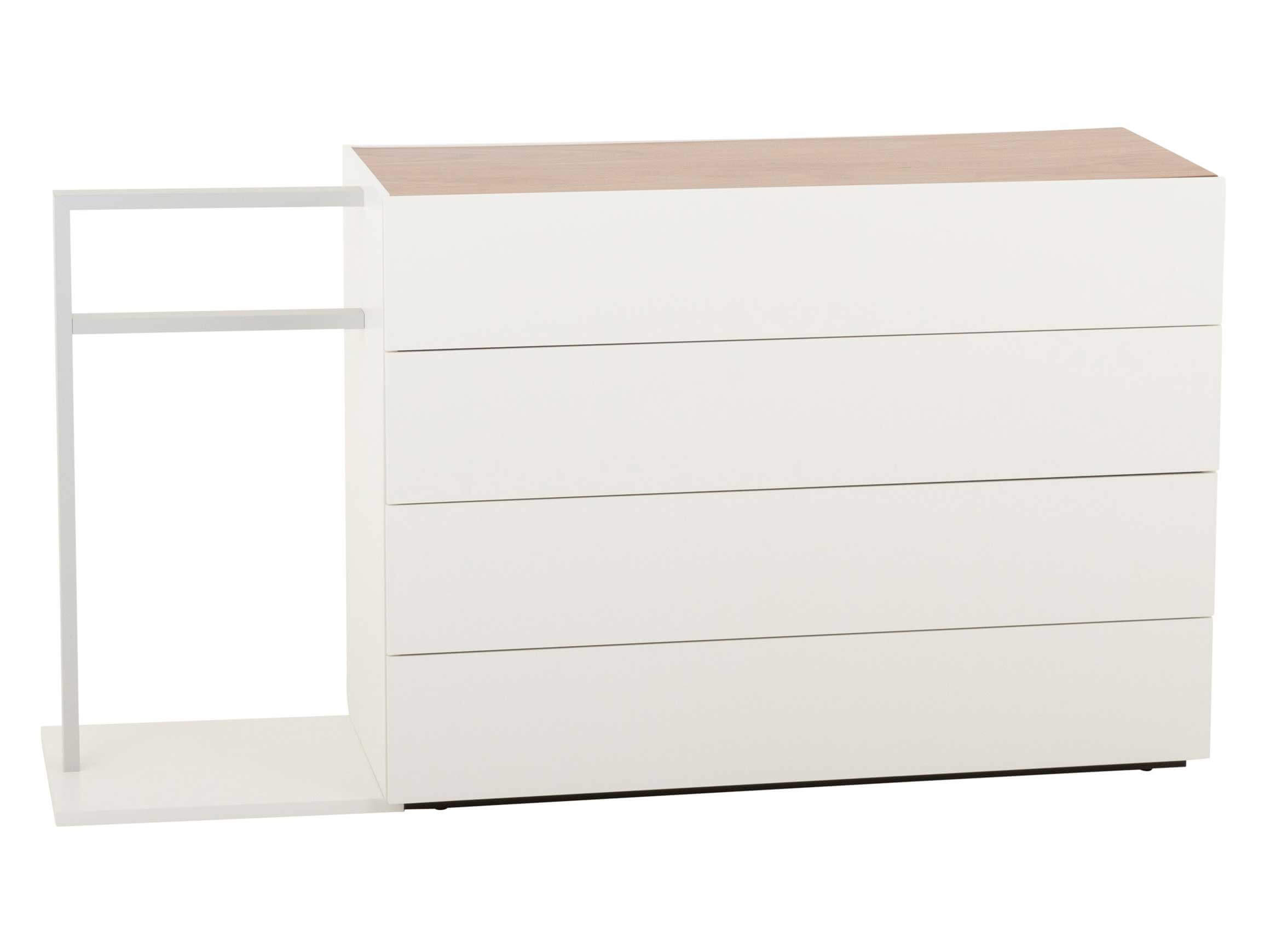 Kommode Primeart, b 148,7 cm t 43 cm h 79,1 Cm, Reinweiss, Nussbaum